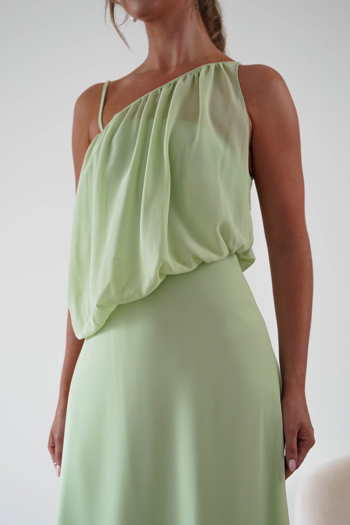 Paros Asymmetric Chiffon Maxi Dress | Sage-Oh Hello Clothing
