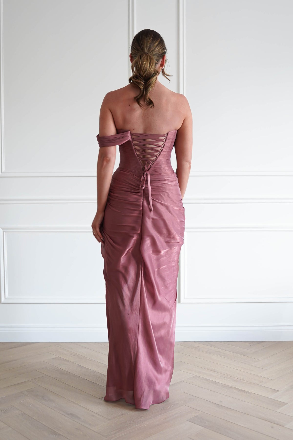 Penny Ruched Draped Maxi Gown | Sienna Rose-Oh Hello Clothing
