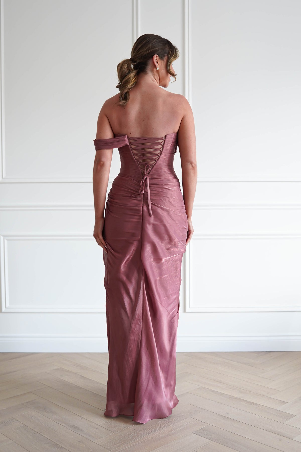 Penny Ruched Draped Maxi Gown | Sienna Rose-Oh Hello Clothing