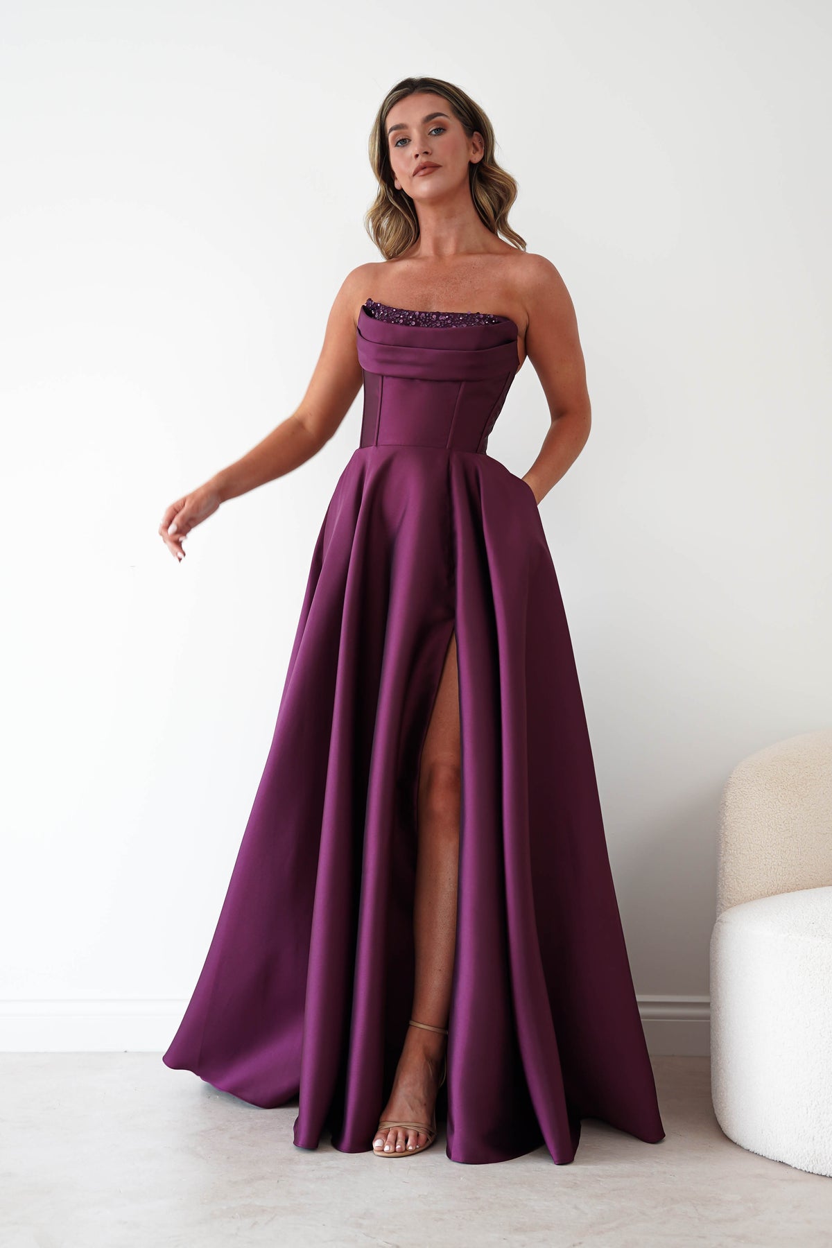 Pepper Strapless A-Line Maxi Gown | Berry-Oh Hello Clothing