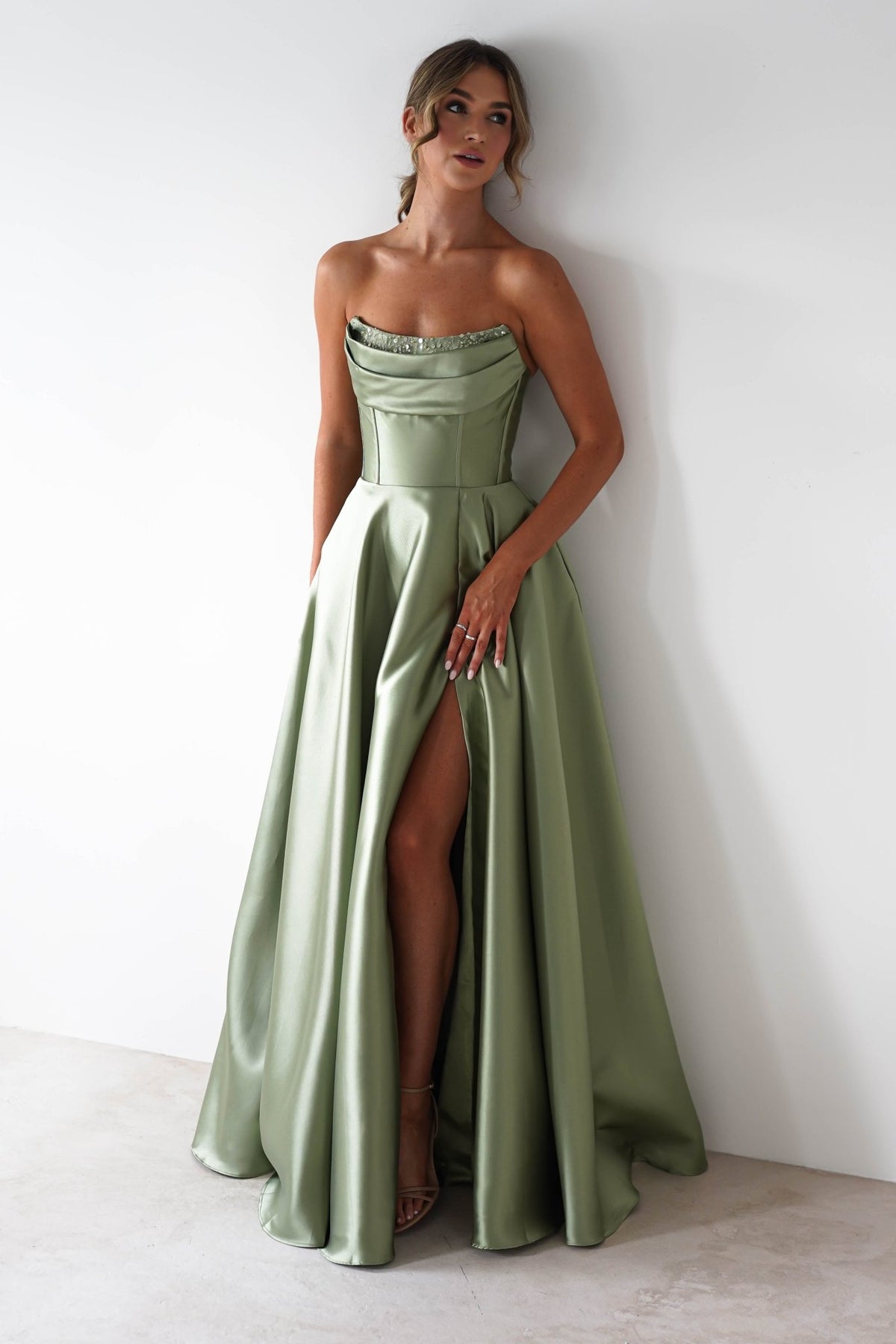 Pepper Strapless A-Line Maxi Gown | Sage-Oh Hello Clothing
