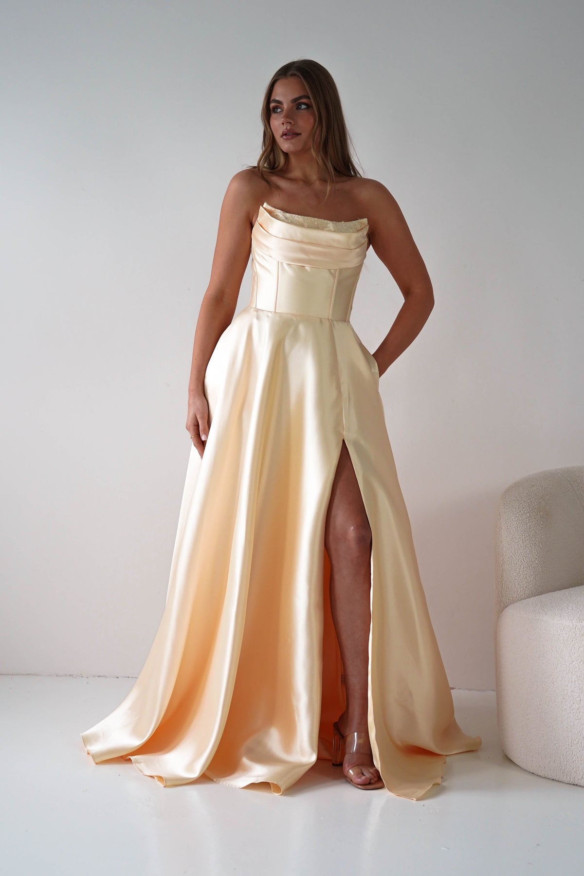Pepper Strapless A-Line Maxi Gown | Yellow-Oh Hello Clothing