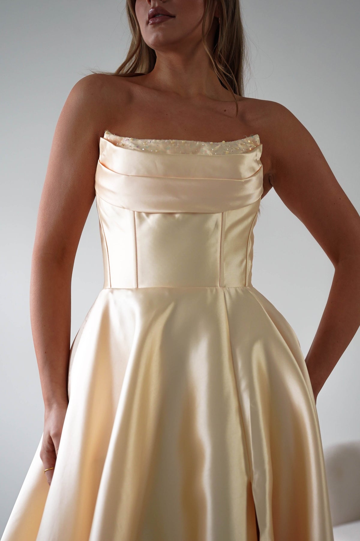 Pepper Strapless A-Line Maxi Gown | Yellow-Oh Hello Clothing