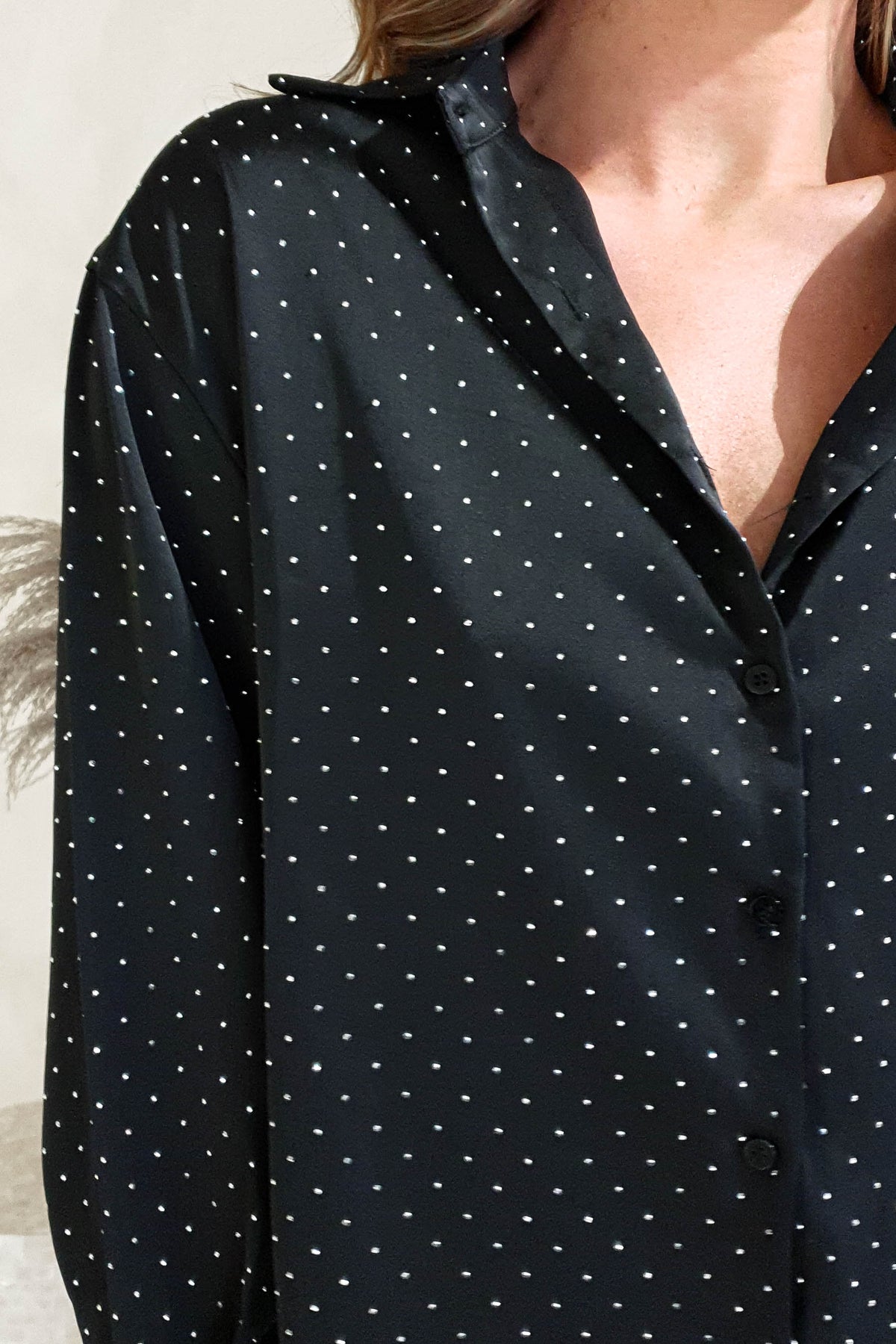 Peta Dimonte Sparkle Satin Blouse | Black-Oh Hello Clothing