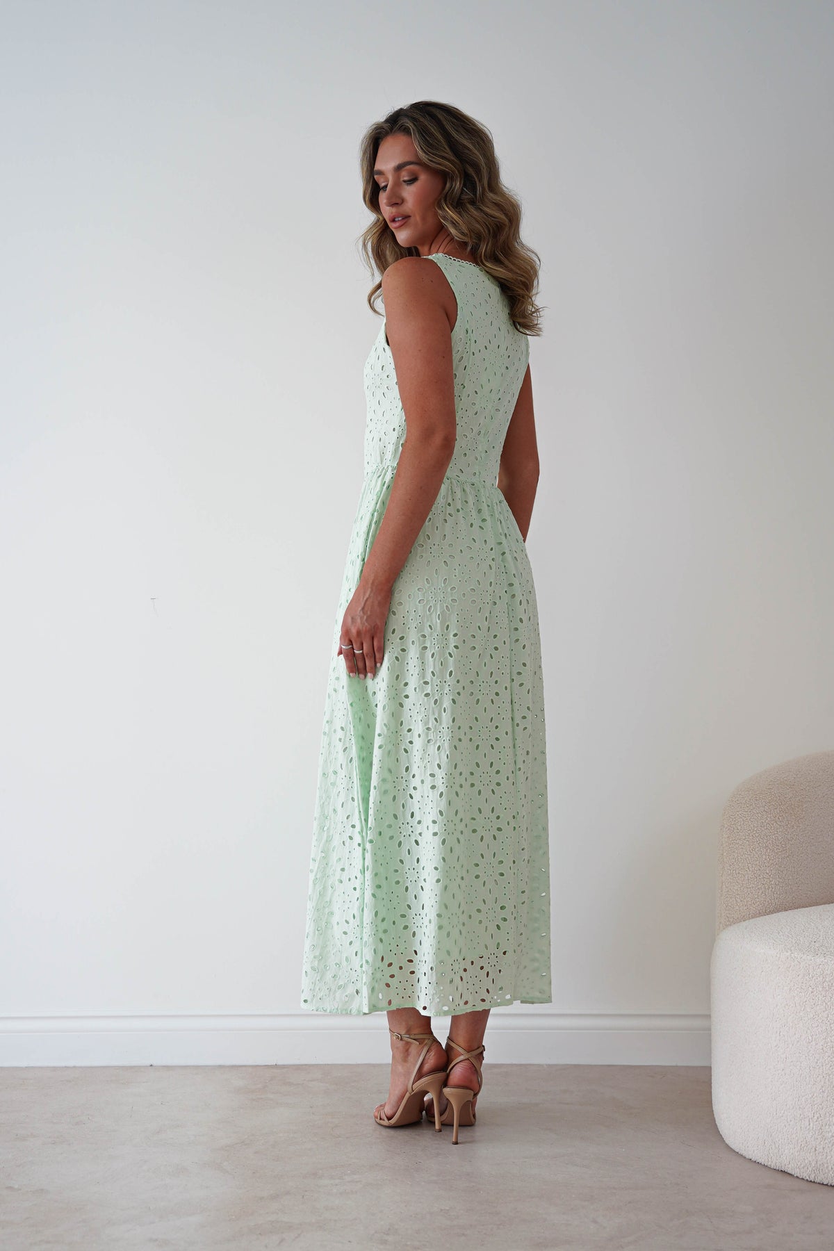 Petal Skater Cotton Maxi Dress | Mint