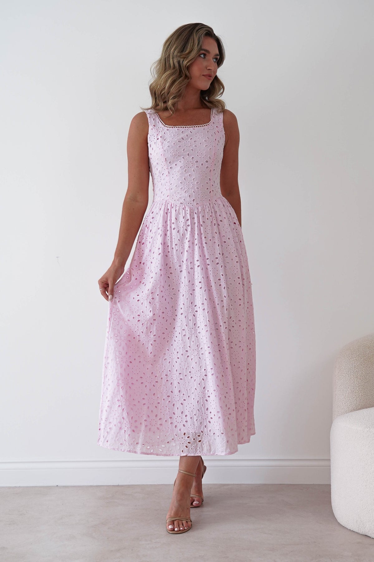 Petal Skater Cotton Maxi Dress | Pink-Oh Hello Clothing