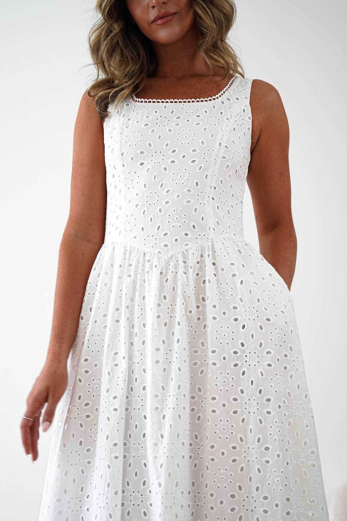 Petal Skater Cotton Maxi Dress | White-Oh Hello Clothing