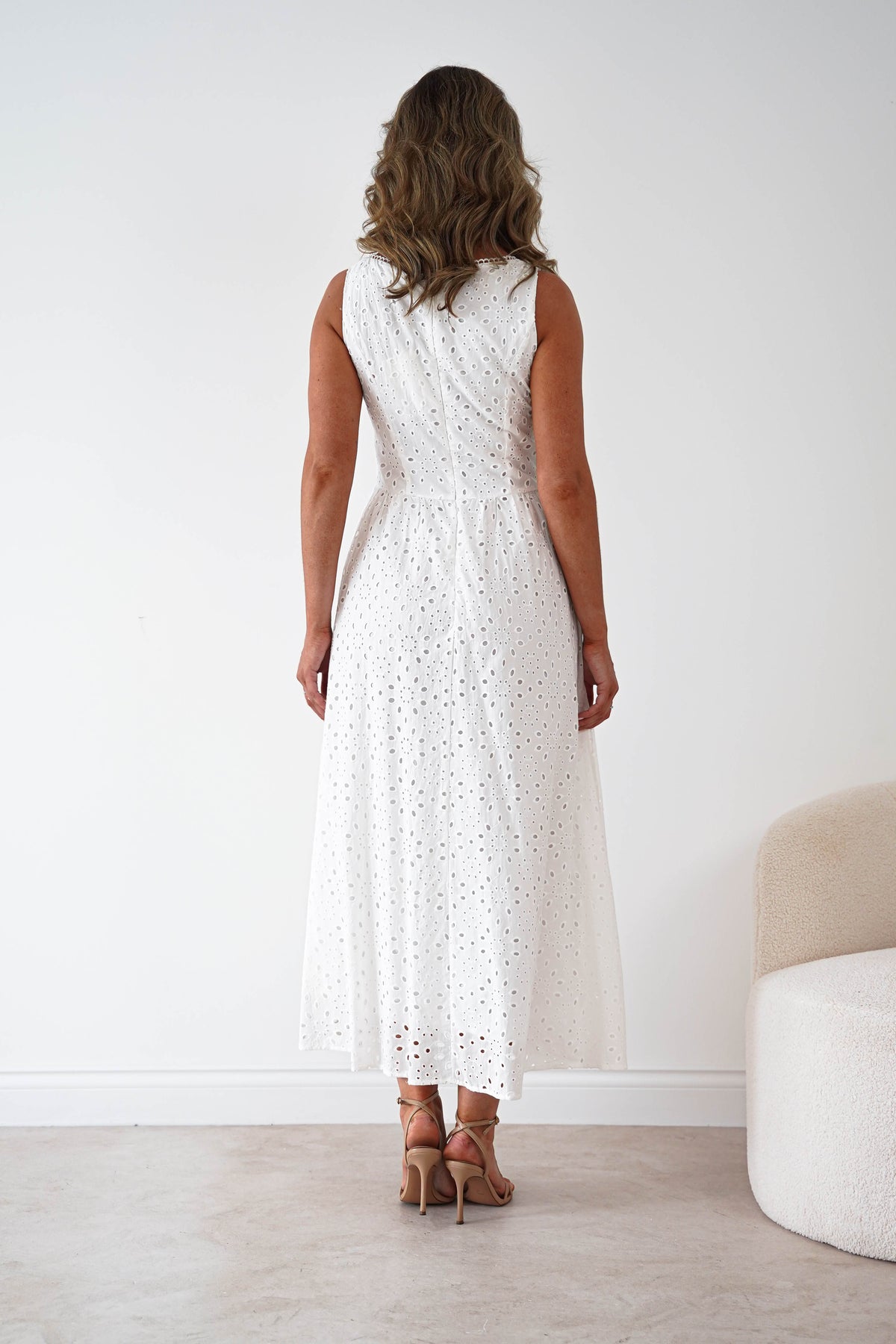 Petal Skater Cotton Maxi Dress | White-Oh Hello Clothing