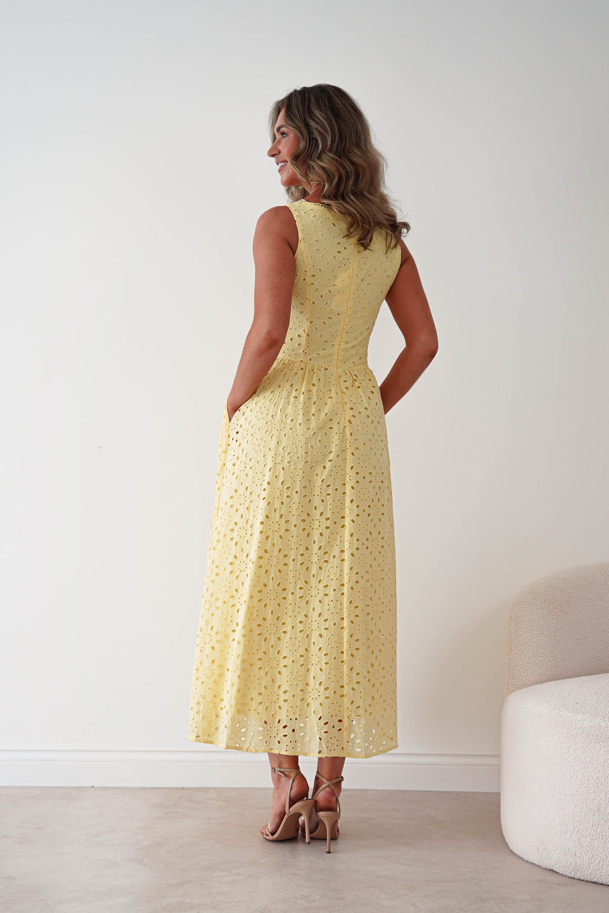 Petal Skater Cotton Maxi Dress | Yellow-Oh Hello Clothing