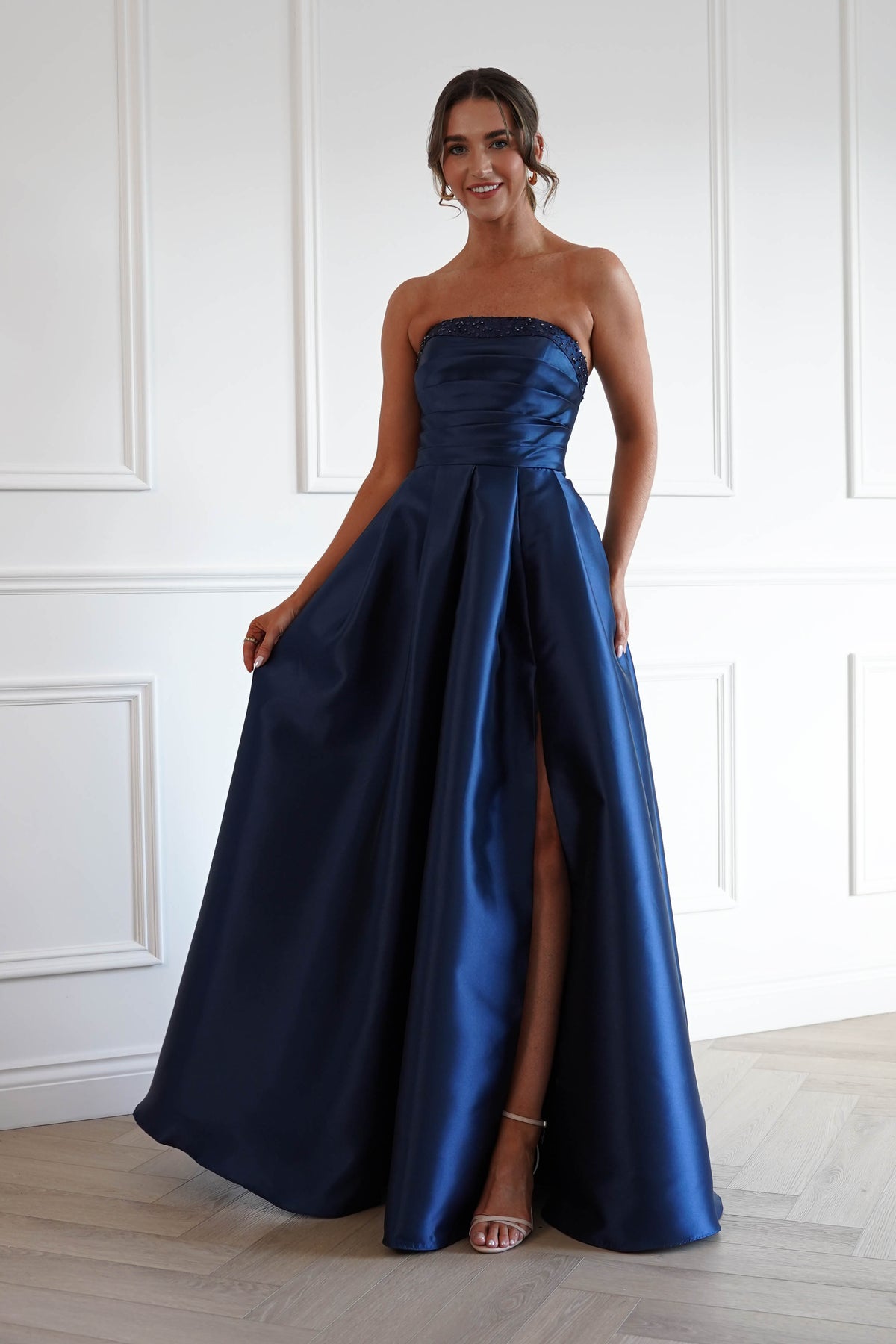 Oh Hello Clothing Women > Clothing > Dresses *DONE-F&P| 835190| NAVY GOWN WITH SEQUIN DETAIL(Copy)