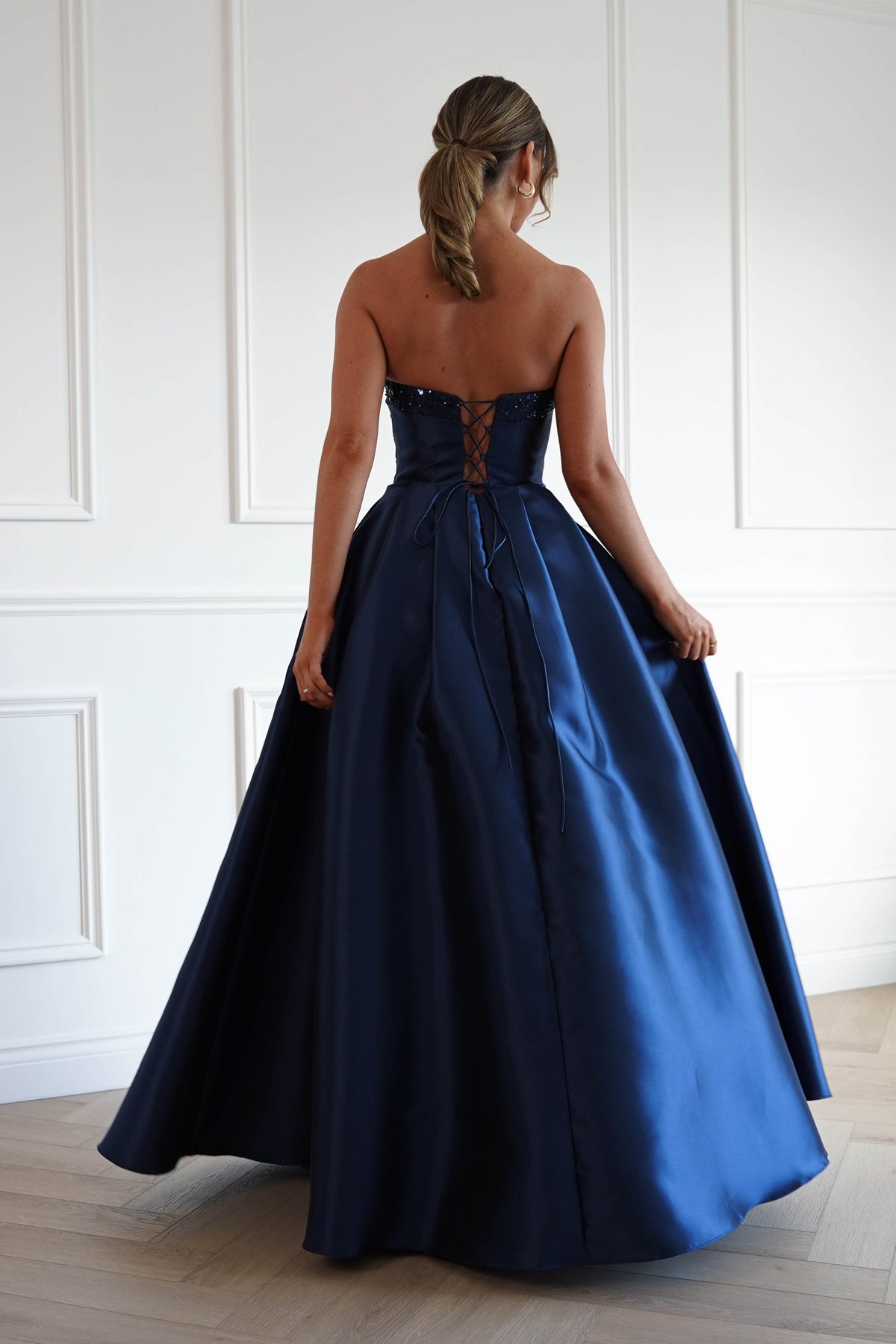 Oh Hello Clothing Women > Clothing > Dresses *DONE-F&P| 835190| NAVY GOWN WITH SEQUIN DETAIL(Copy)