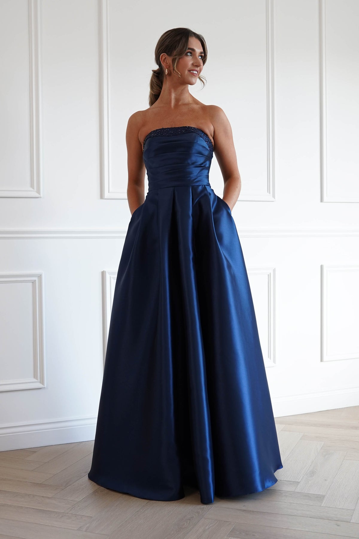 Oh Hello Clothing Women > Clothing > Dresses *DONE-F&P| 835190| NAVY GOWN WITH SEQUIN DETAIL(Copy)
