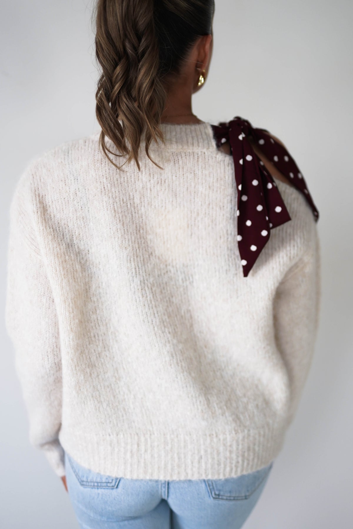 Pollie Bow Detail Jumper | Beige-Oh Hello Clothing