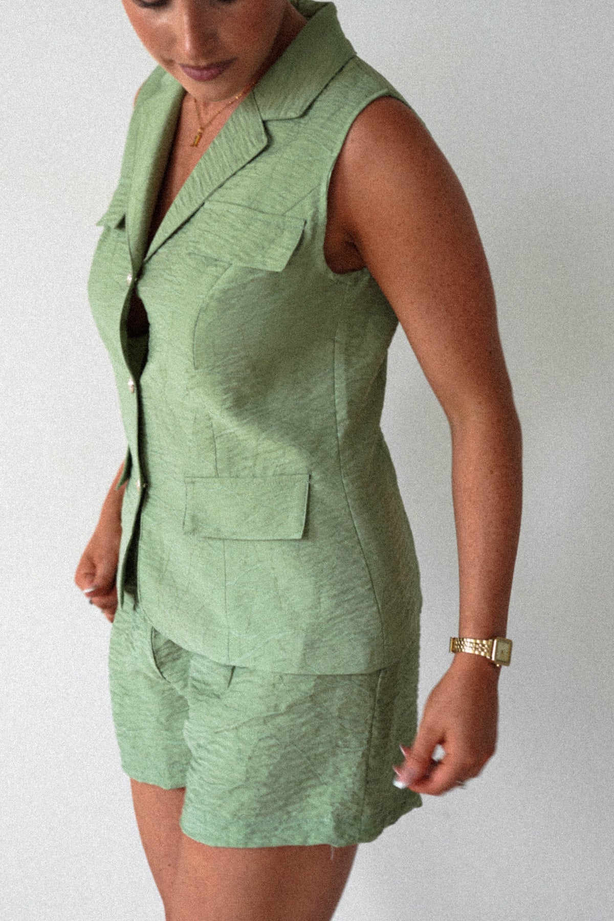Polly Waistcoat and Shorts Set | Green-Oh Hello Clothing