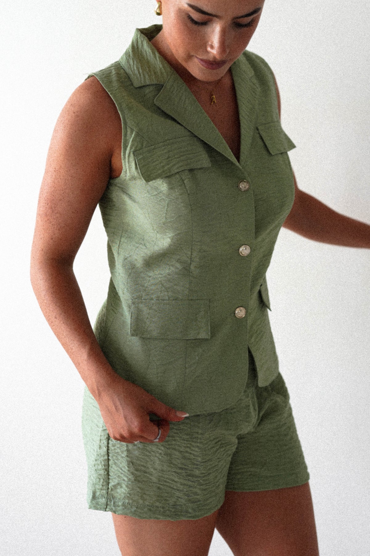 Polly Waistcoat and Shorts Set | Green-Oh Hello Clothing