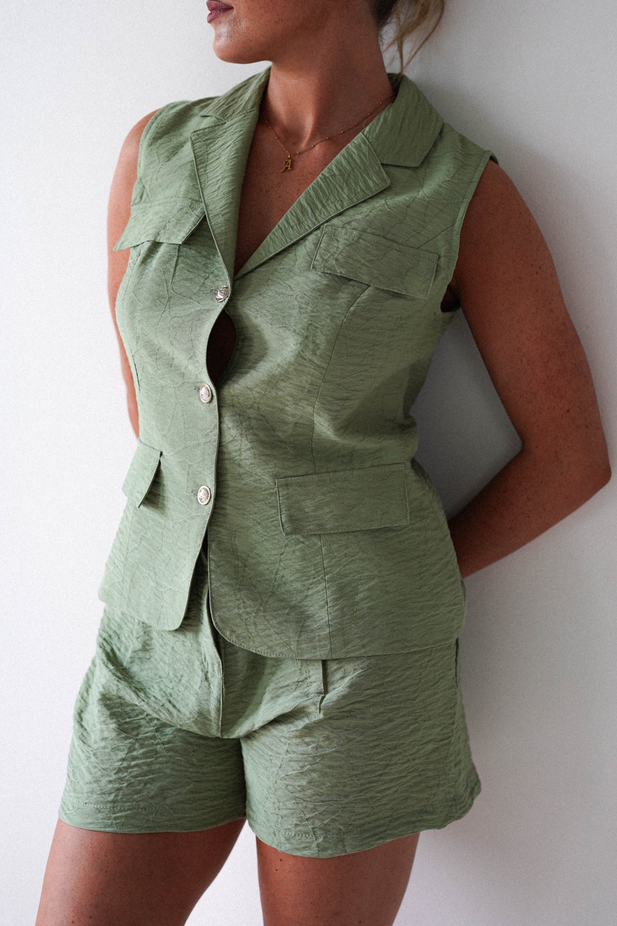 Polly Waistcoat and Shorts Set | Green-Oh Hello Clothing