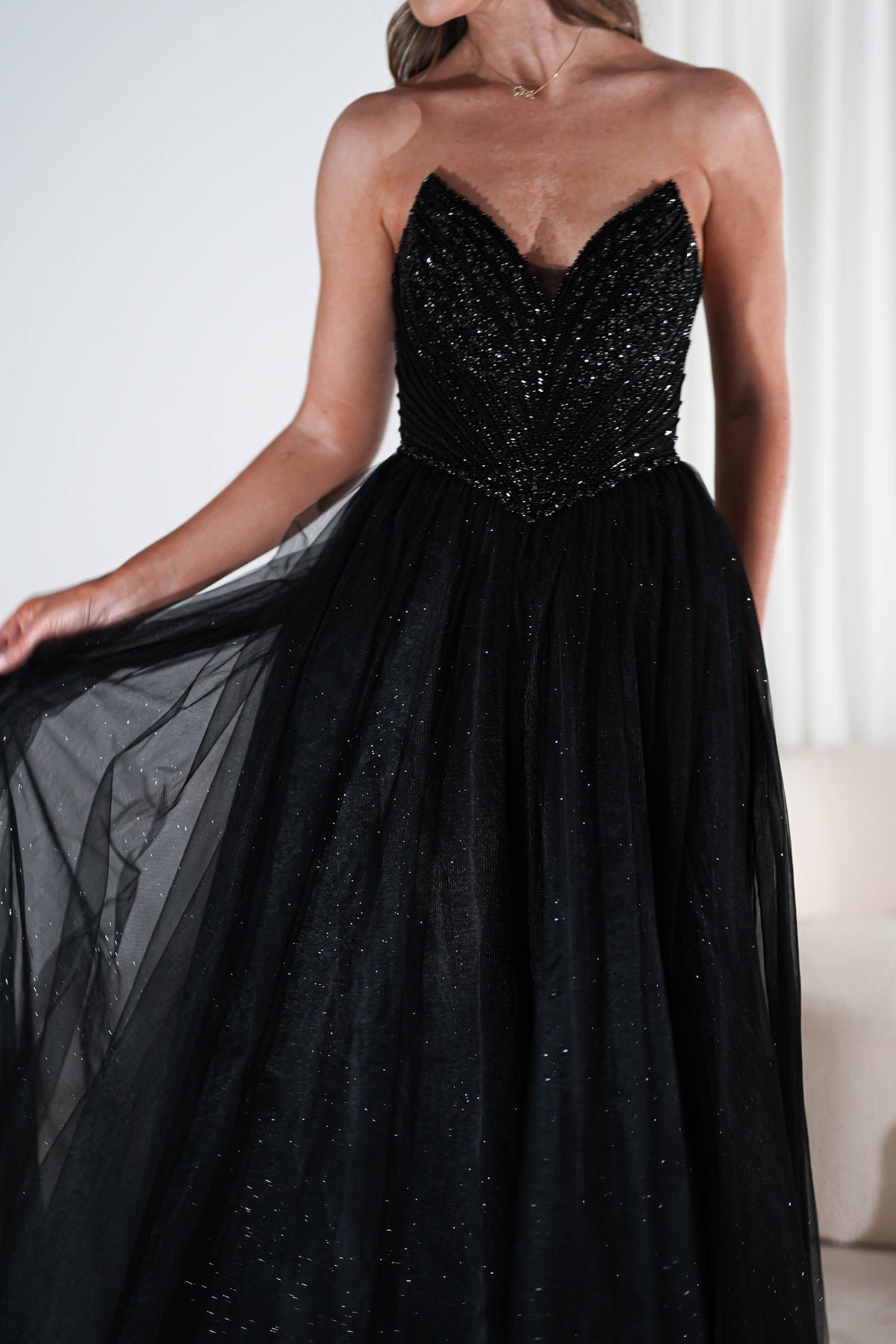 Priscilla Princess Glitter Gown | Black-Oh Hello Clothing