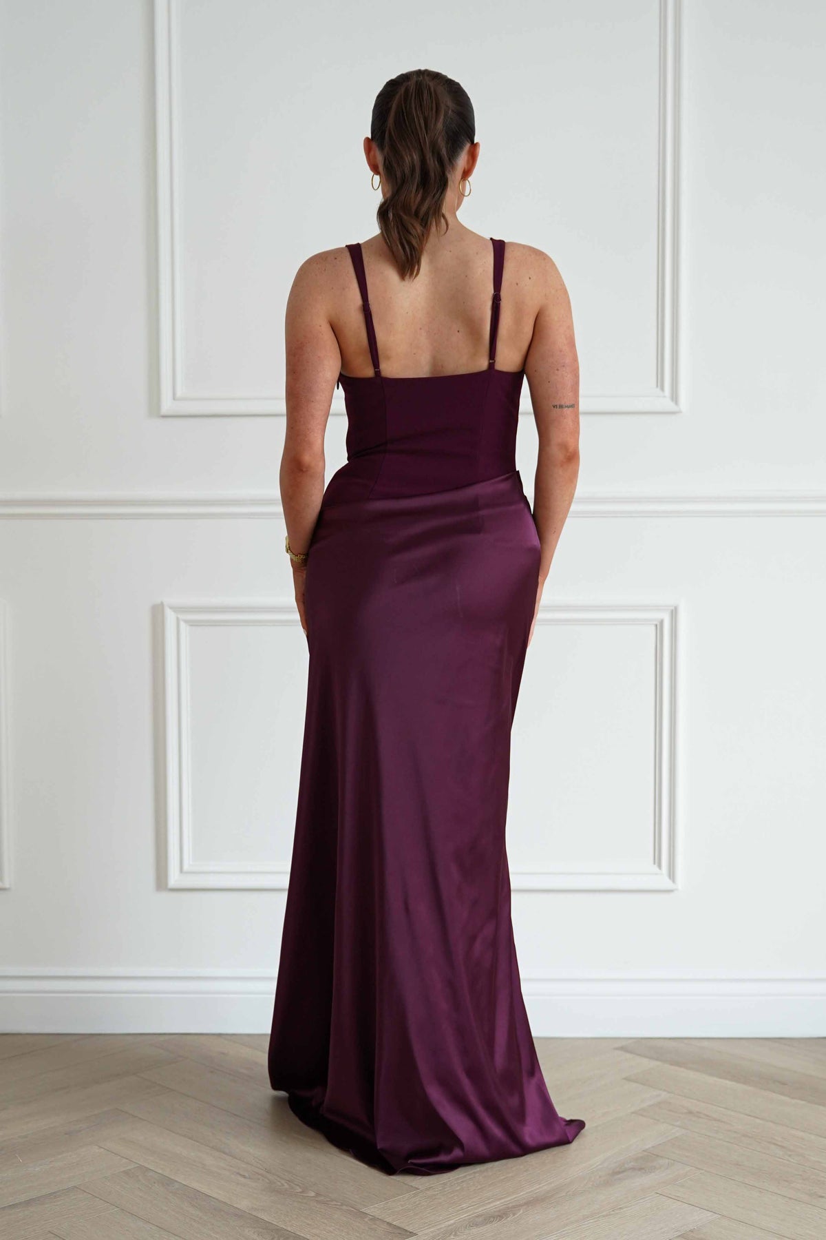Rachel Structured Draped Maxi Dress | Plum-Oh Hello Clothing