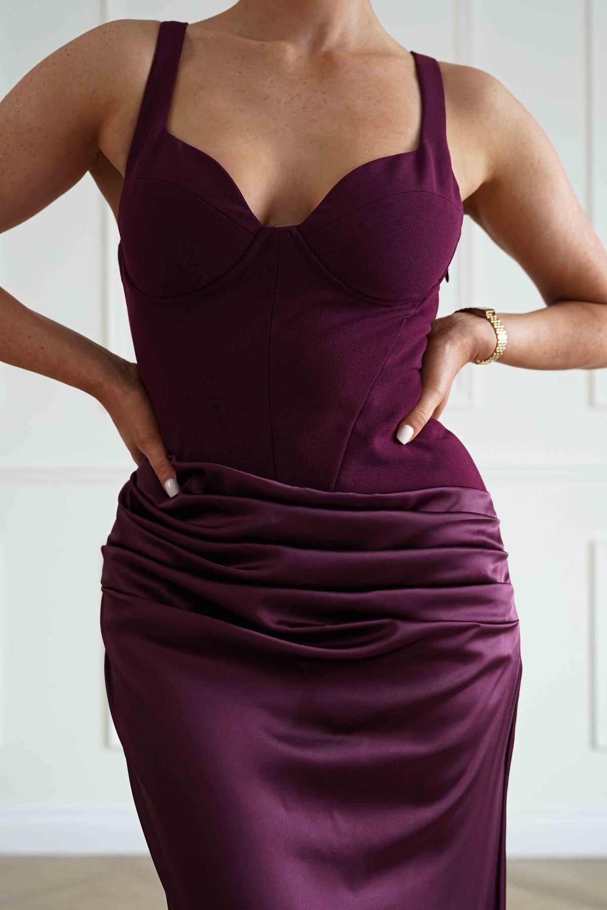 Rachel Structured Draped Maxi Dress | Plum-Oh Hello Clothing
