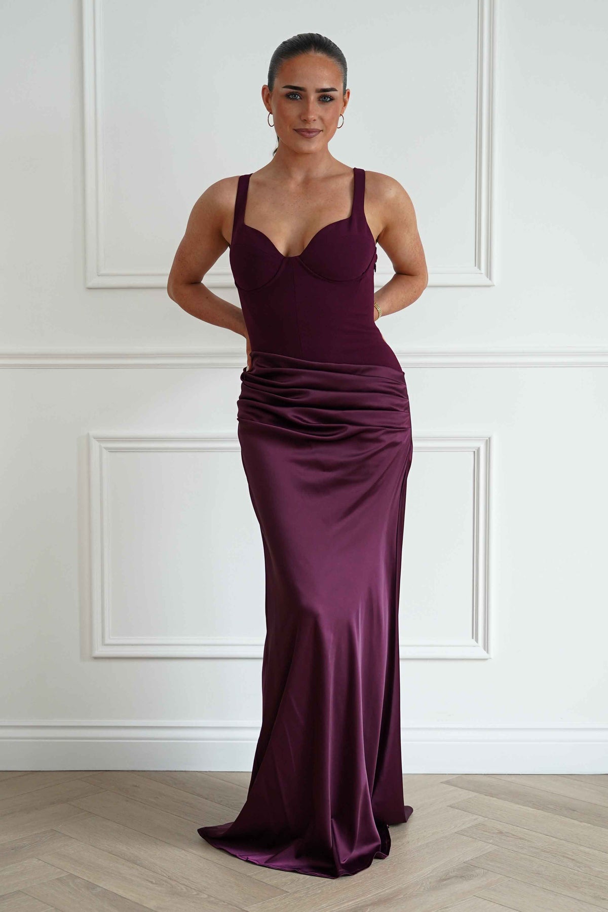 Rachel Structured Draped Maxi Dress | Plum-Oh Hello Clothing