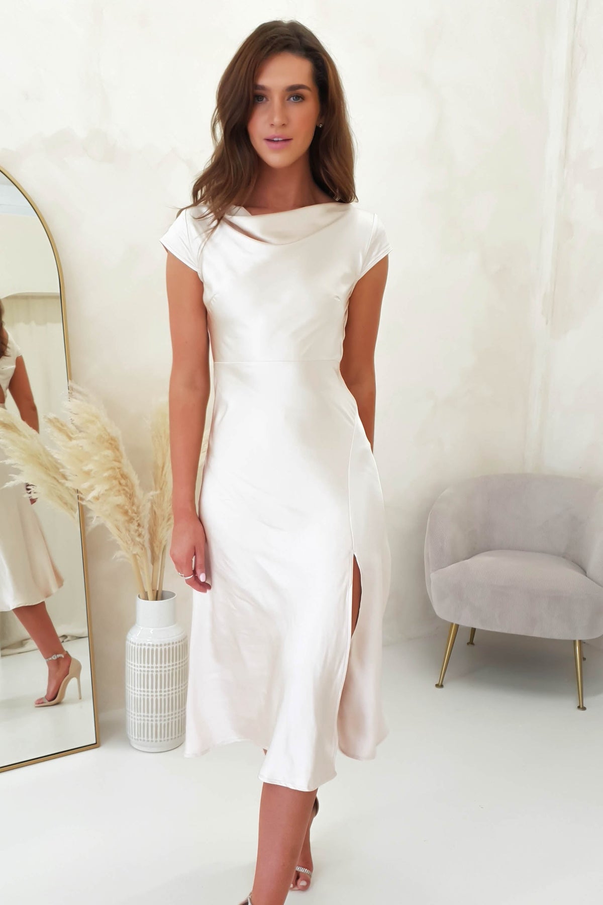 Ranela Twist Back Detail Midi | Champagne-Oh Hello Clothing
