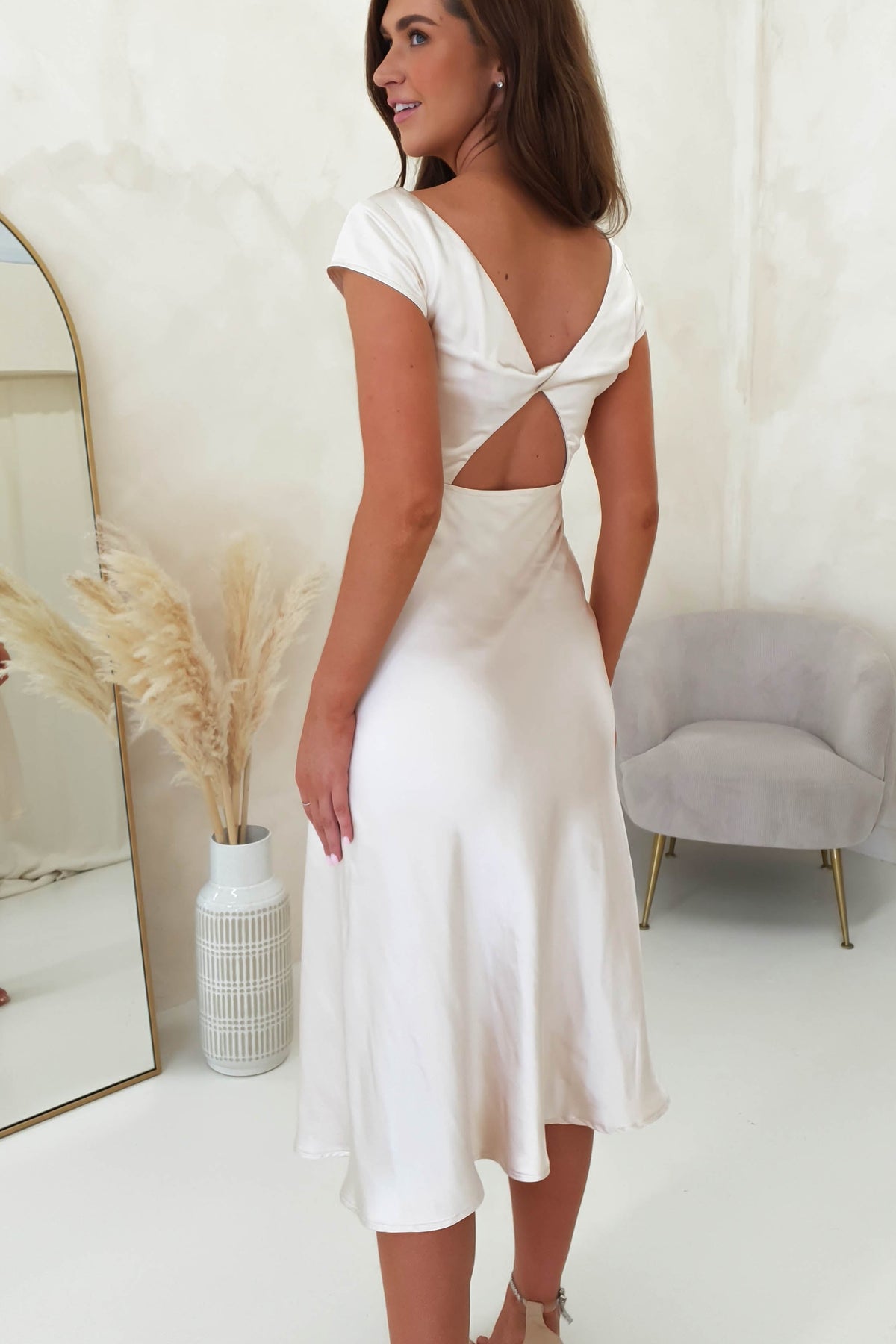 Ranela Twist Back Detail Midi | Champagne-Oh Hello Clothing