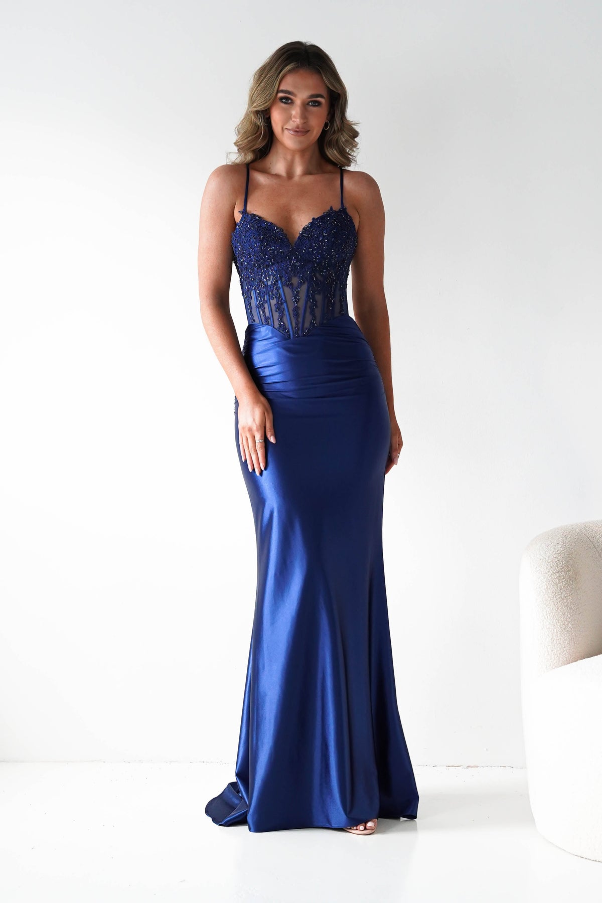 Raya Embellished Corset Gown | Navy-Oh Hello Clothing
