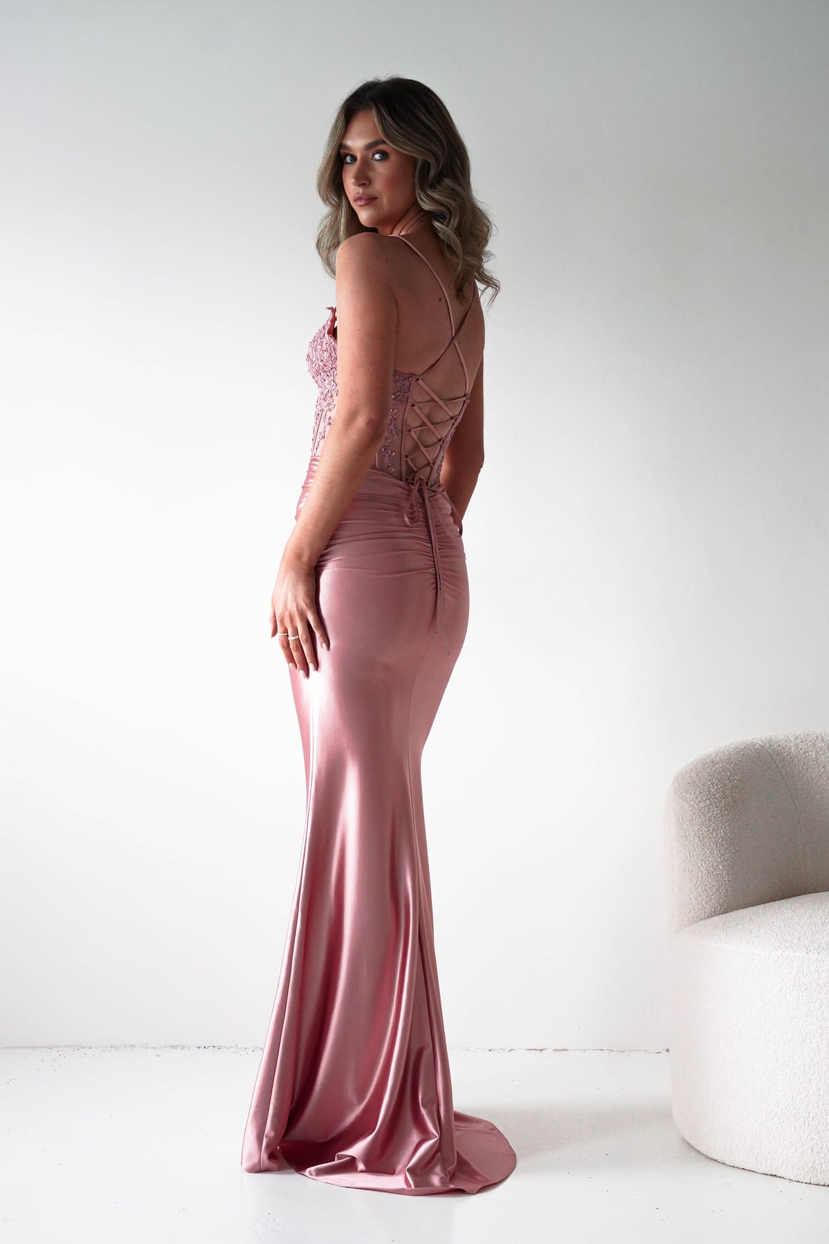 Raya Embellished Corset Gown | Pink Rose-Oh Hello Clothing