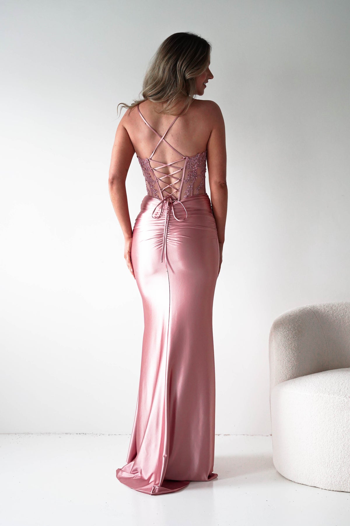 Raya Embellished Corset Gown | Pink Rose-Oh Hello Clothing