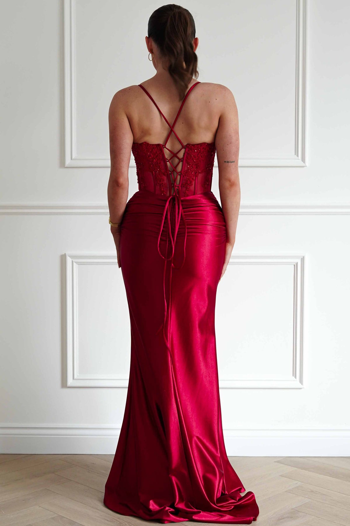 Raya Embellished Corset Gown | Red-Oh Hello Clothing