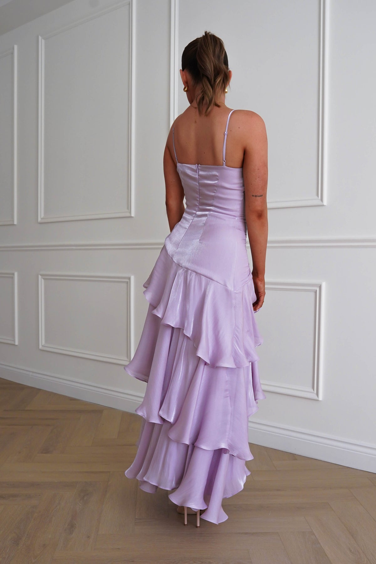 Renee Luminescent Ruffle Maxi Dress | Lilac-Oh Hello Clothing