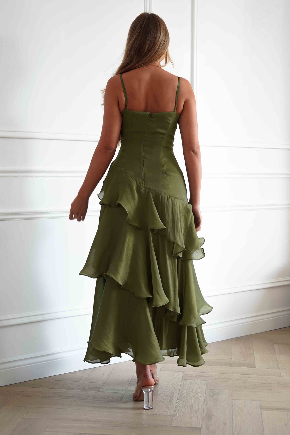 Renee Luminescent Ruffle Maxi Dress | Olive-Oh Hello Clothing