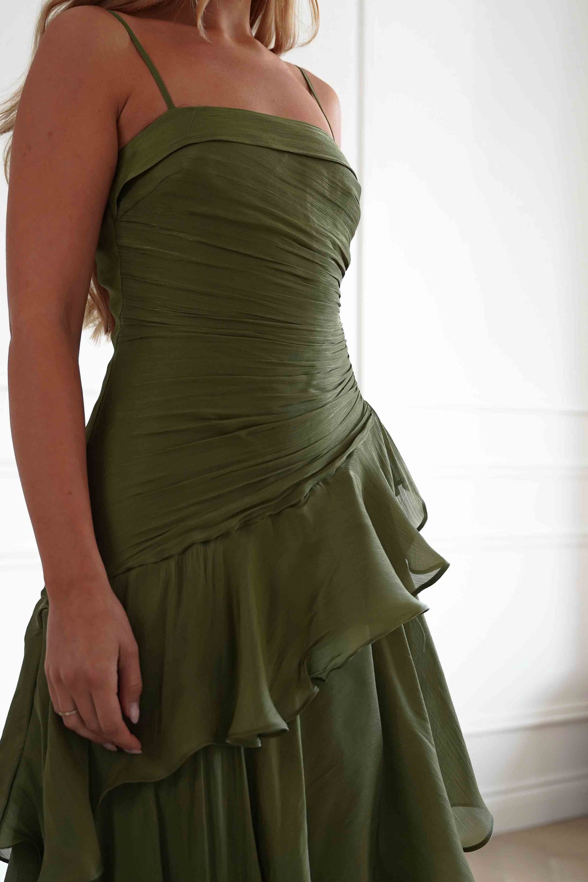 Renee Luminescent Ruffle Maxi Dress | Olive-Oh Hello Clothing