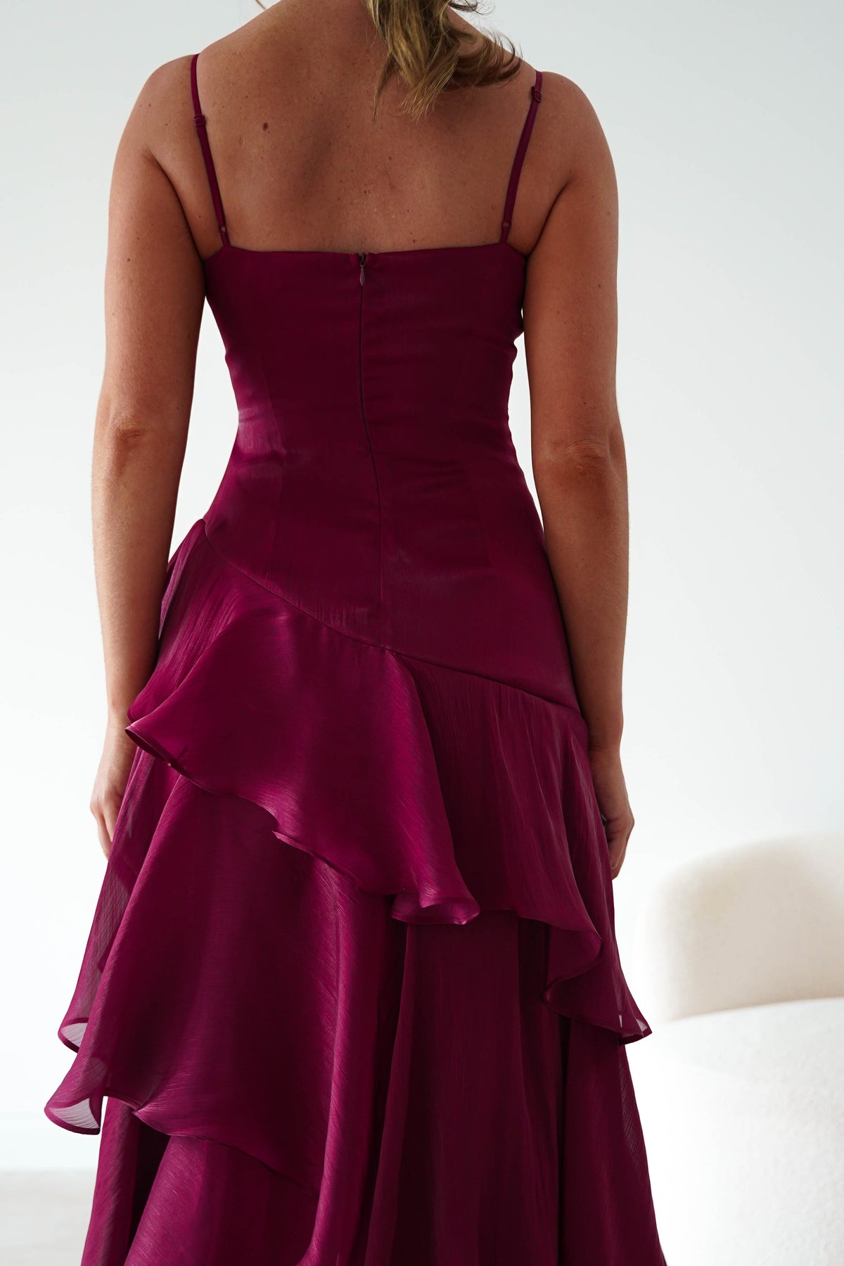 Renee Luminescent Ruffle Maxi Dress | Wine-Oh Hello Clothing