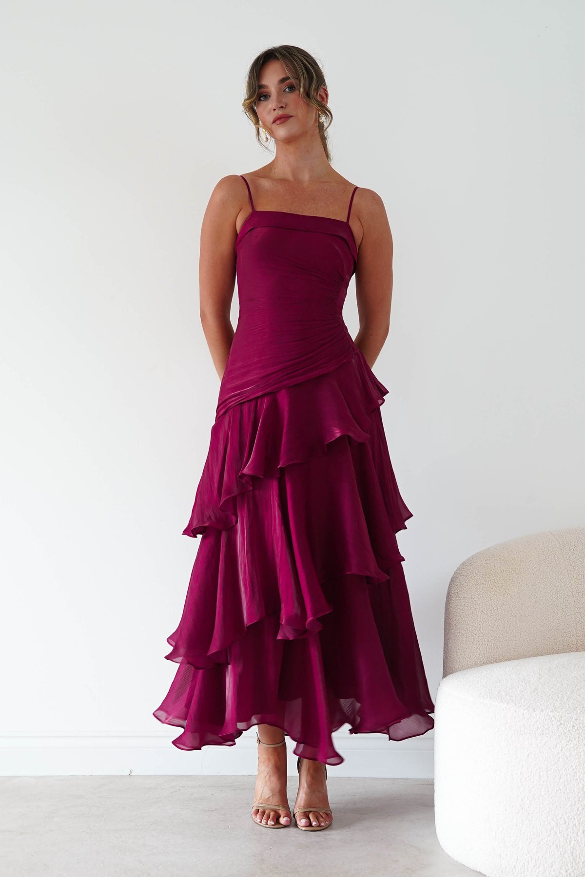 Renee Luminescent Ruffle Maxi Dress | Wine-Oh Hello Clothing