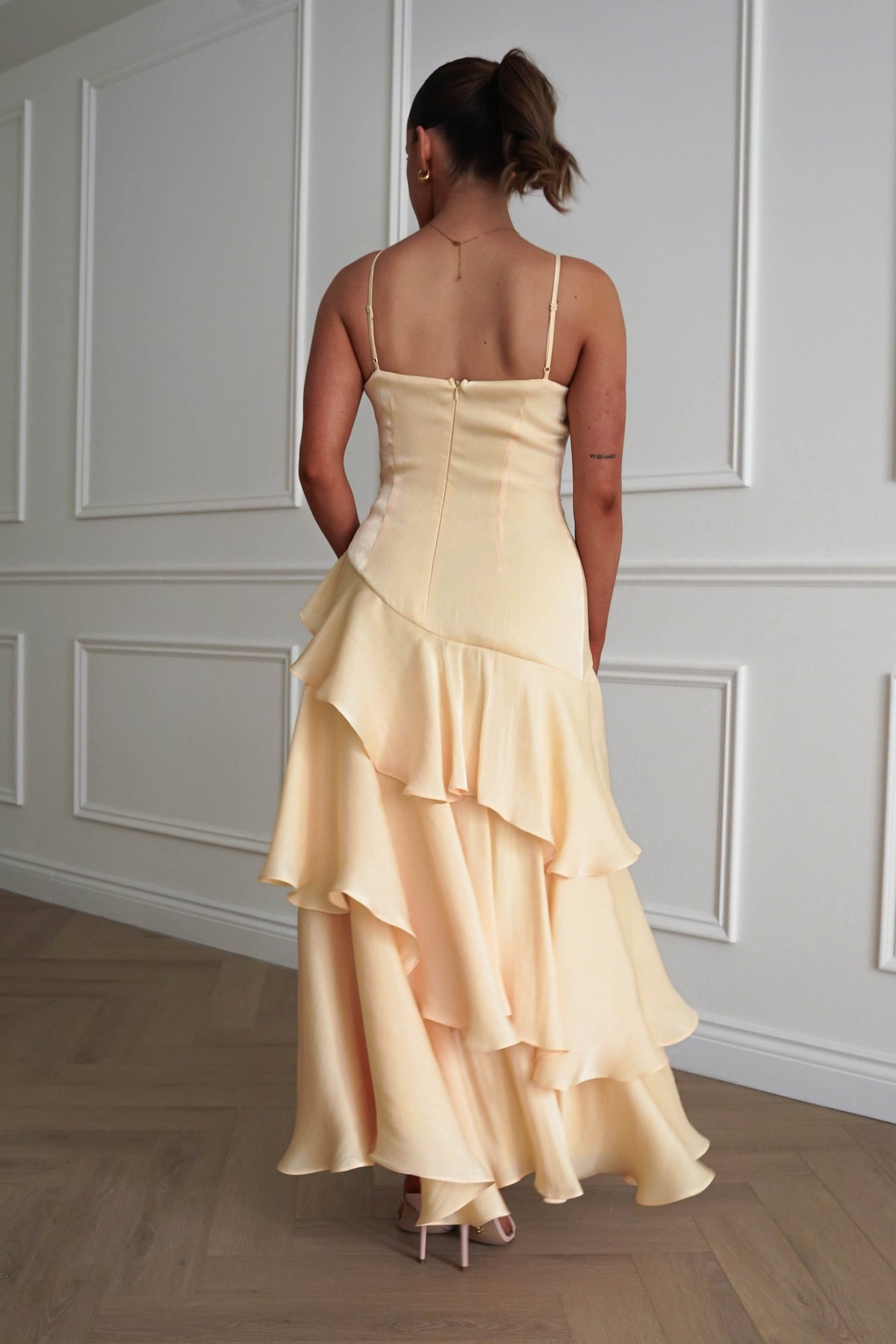 Renee Luminescent Ruffle Maxi Dress | Yellow-Oh Hello Clothing