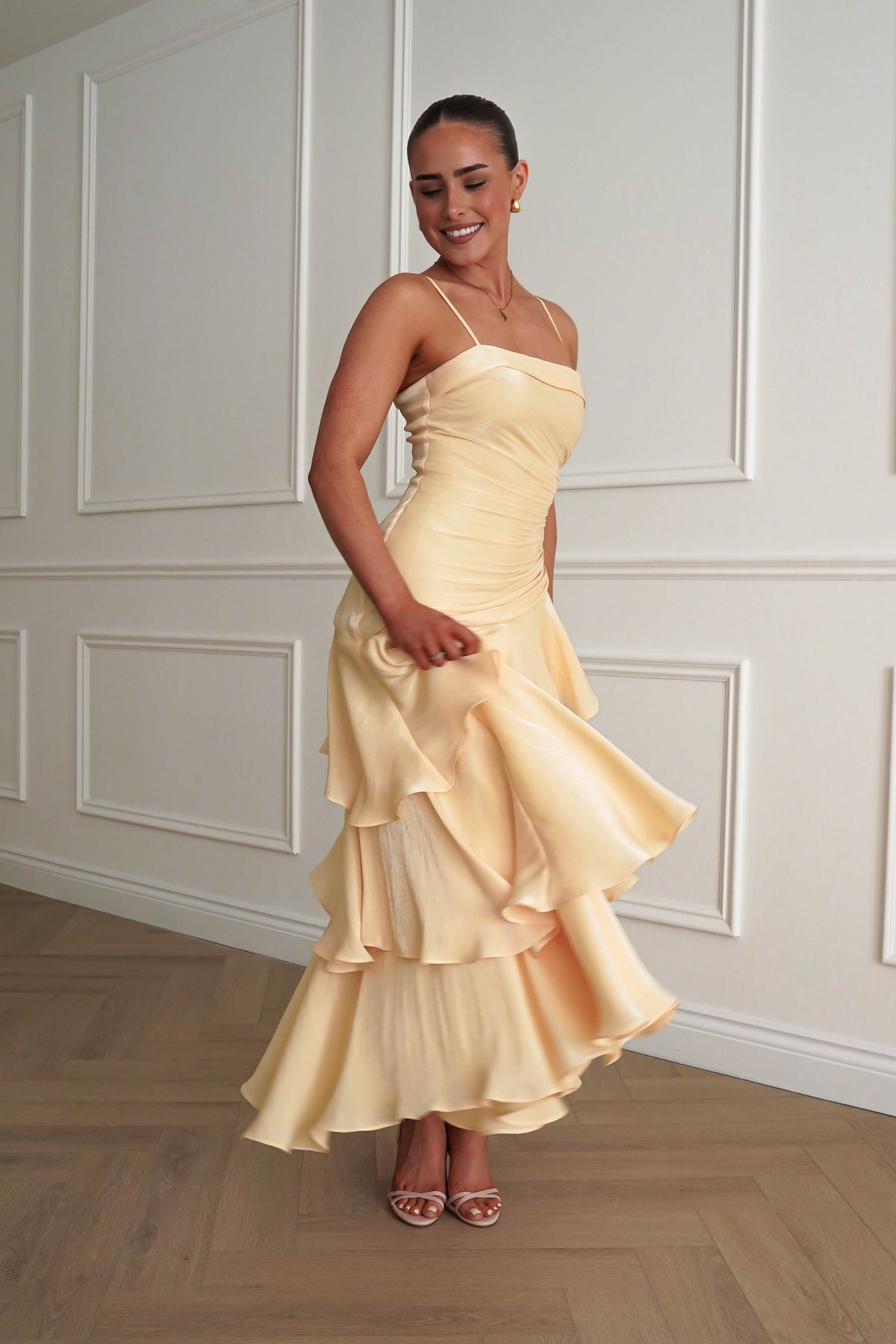 Renee Luminescent Ruffle Maxi Dress | Yellow-Oh Hello Clothing