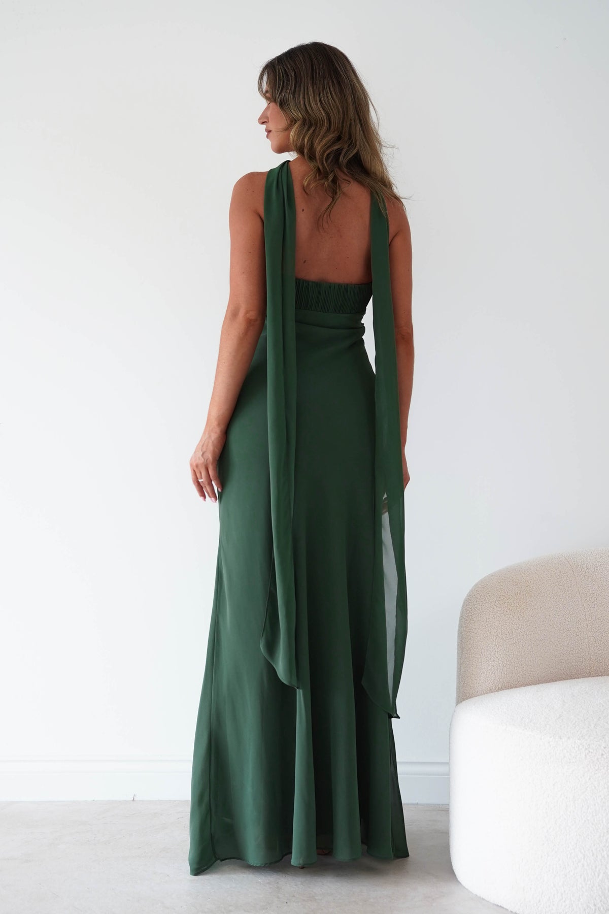 Robyn Strapless Chiffon Scarf Maxi Dress | Green-Oh Hello Clothing