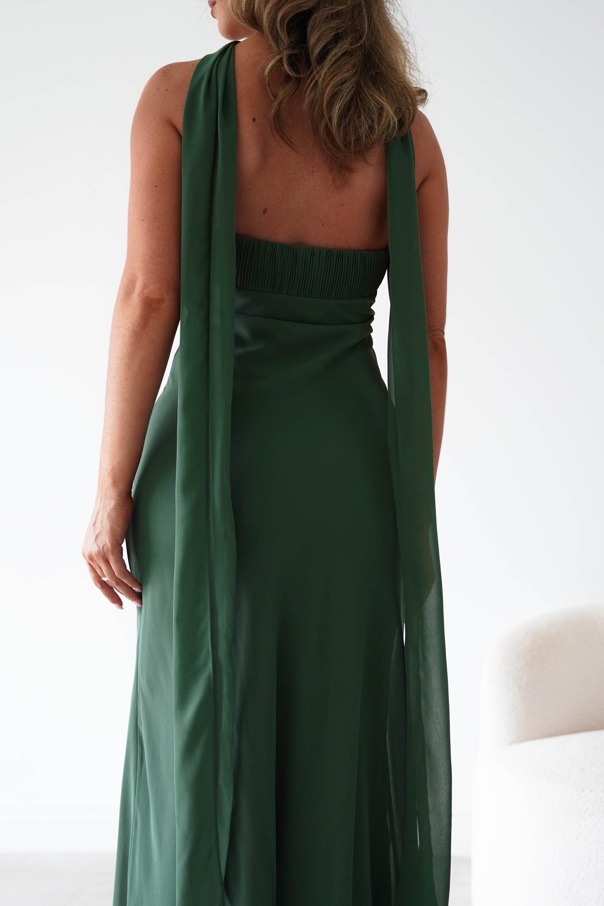 Robyn Strapless Chiffon Scarf Maxi Dress | Green-Oh Hello Clothing