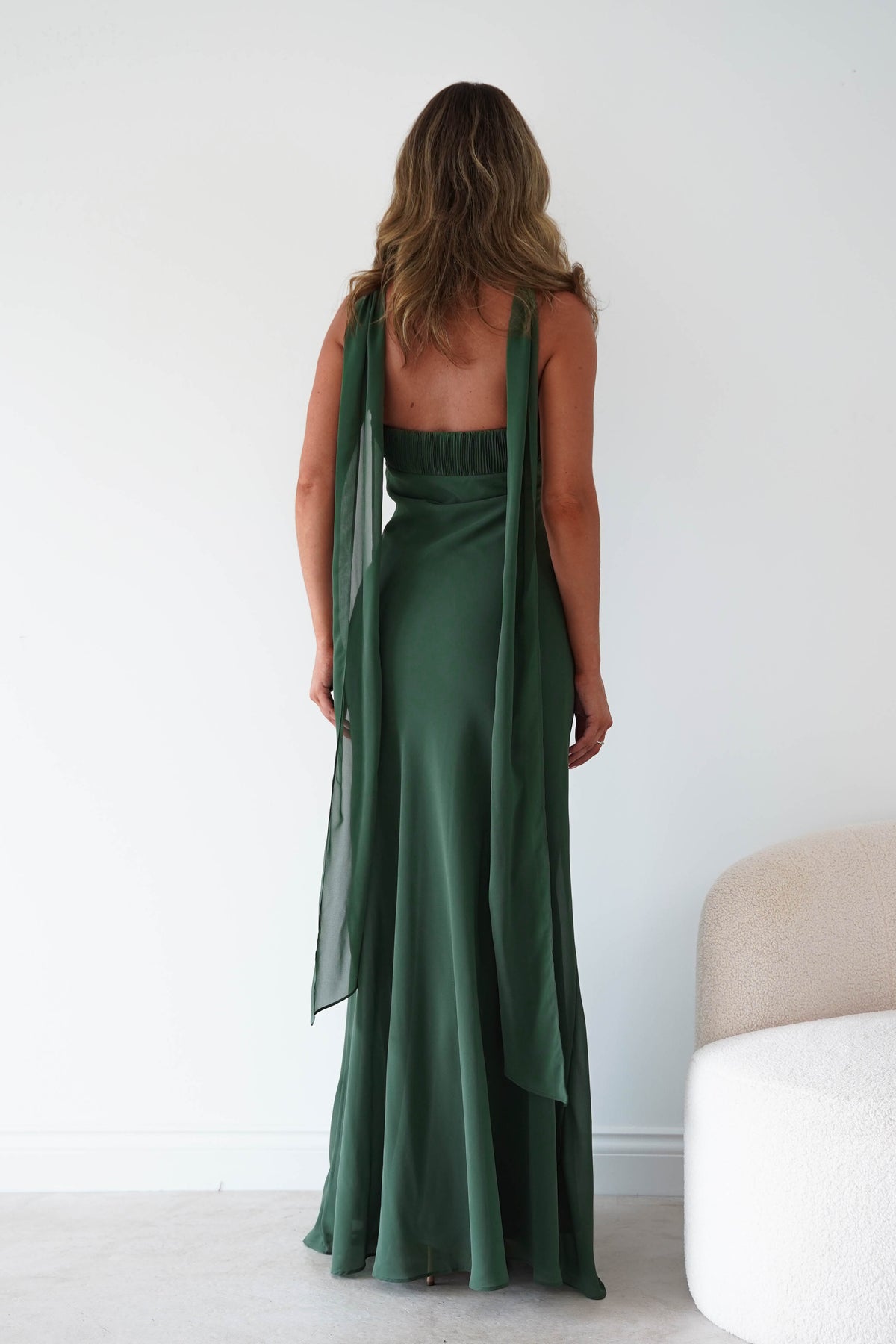 Robyn Strapless Chiffon Scarf Maxi Dress | Green-Oh Hello Clothing