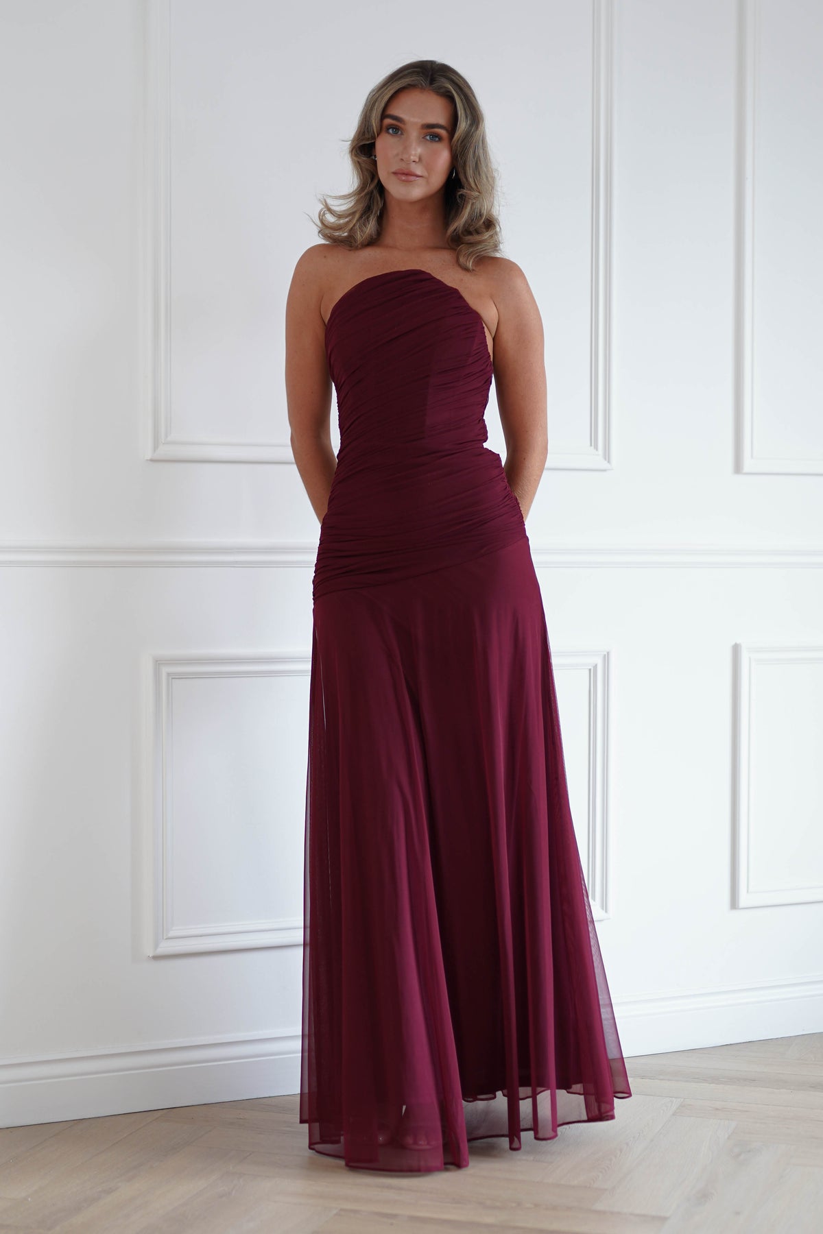 Oh Hello Clothing Women > Clothing > Dresses Romilly Strapless Corset Maxi Dress | Wine