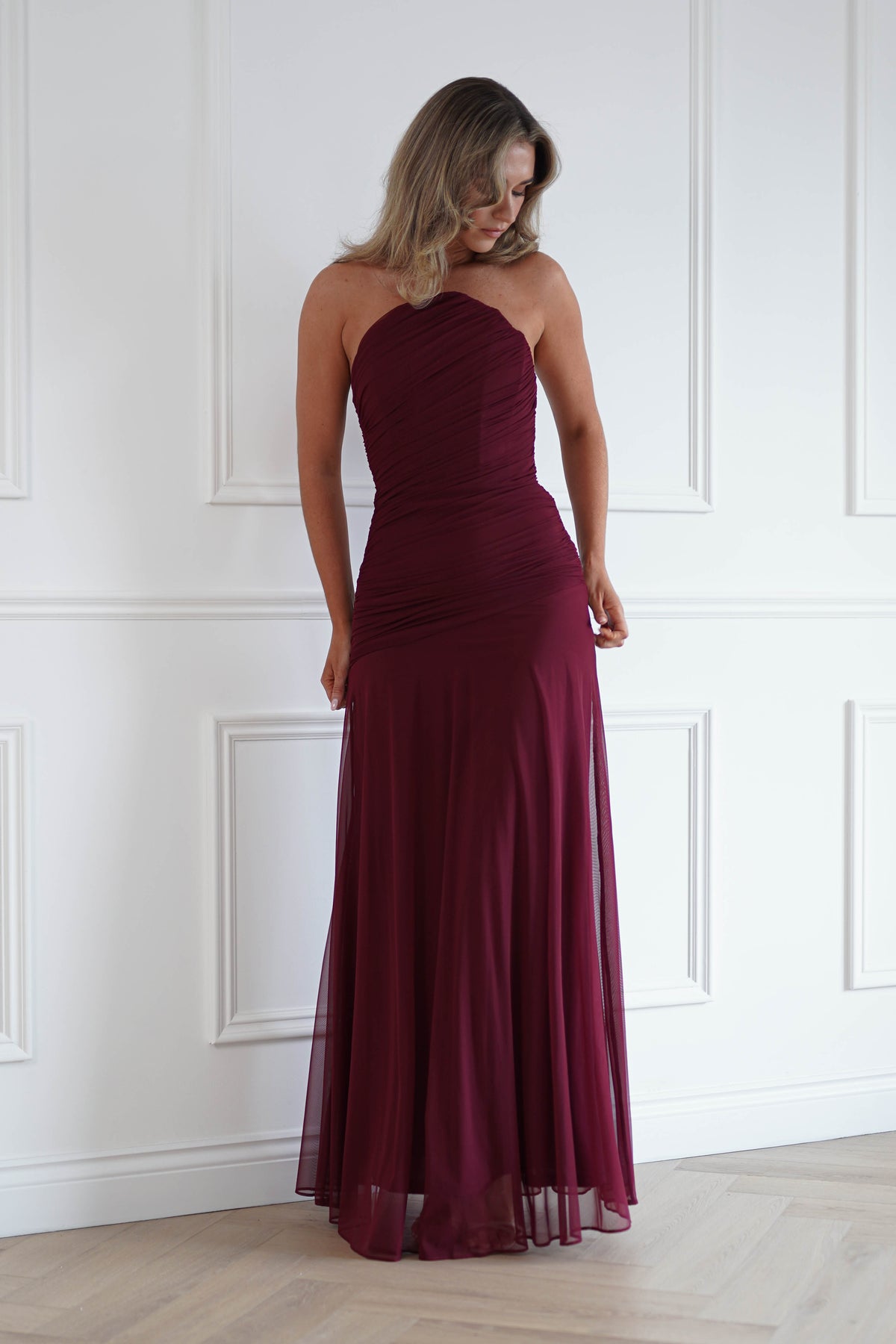 Oh Hello Clothing Women > Clothing > Dresses Romilly Strapless Corset Maxi Dress | Wine