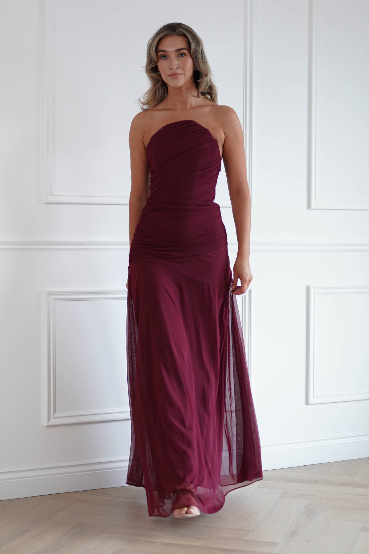Oh Hello Clothing Women > Clothing > Dresses Romilly Strapless Corset Maxi Dress | Wine