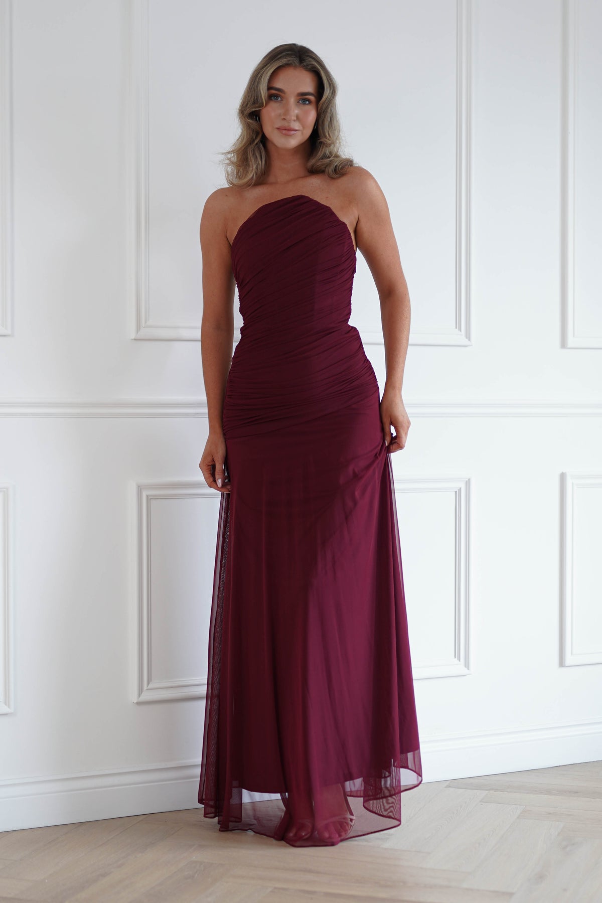 Oh Hello Clothing Women > Clothing > Dresses Romilly Strapless Corset Maxi Dress | Wine