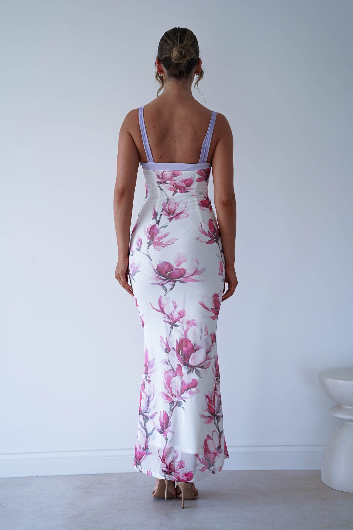 Ruba Mesh Floral Print Maxi Dress | White-Oh Hello Clothing
