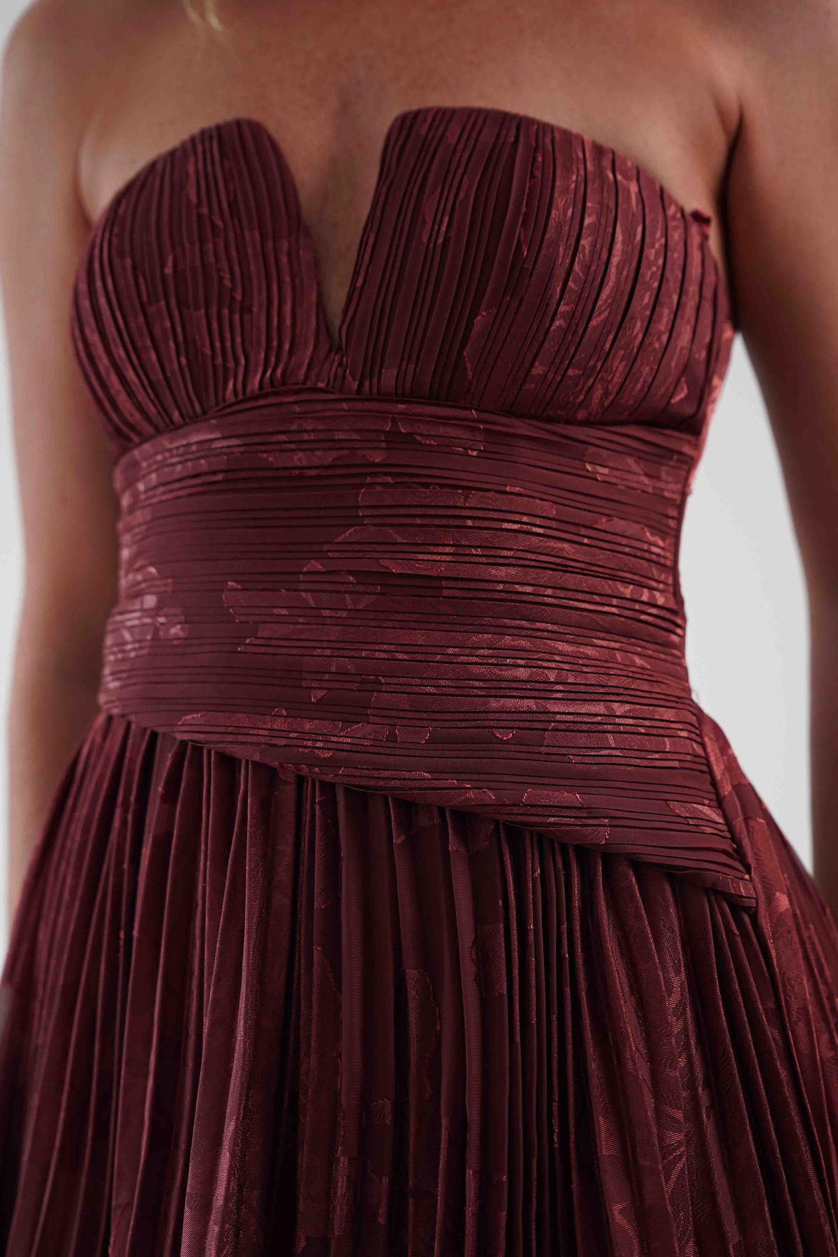 Rubi Floral Textured Ruffle Pleated Maxi Dress | Wine-Oh Hello Clothing