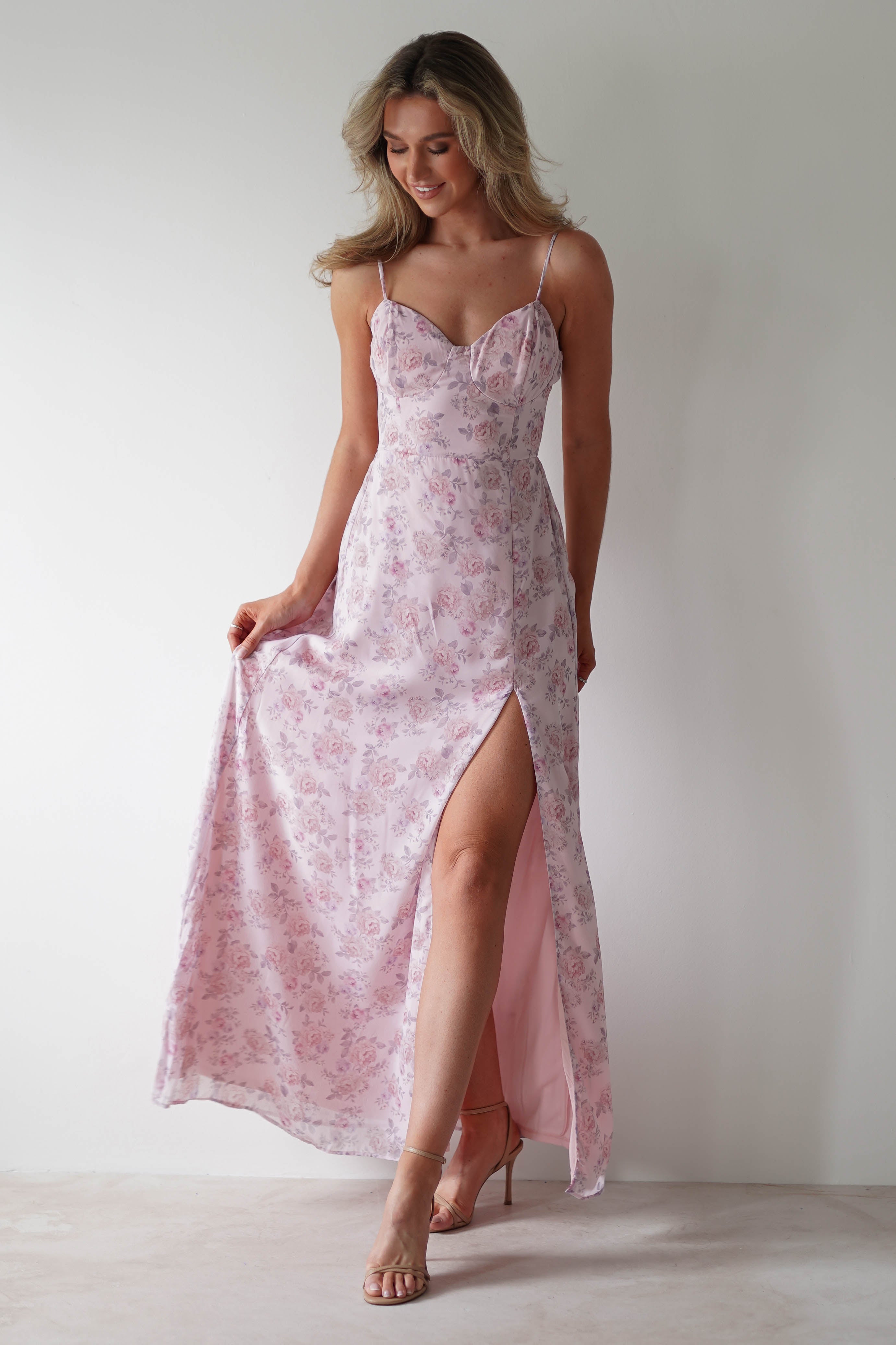 Remi Floral Chiffon Maxi Dress | Pink