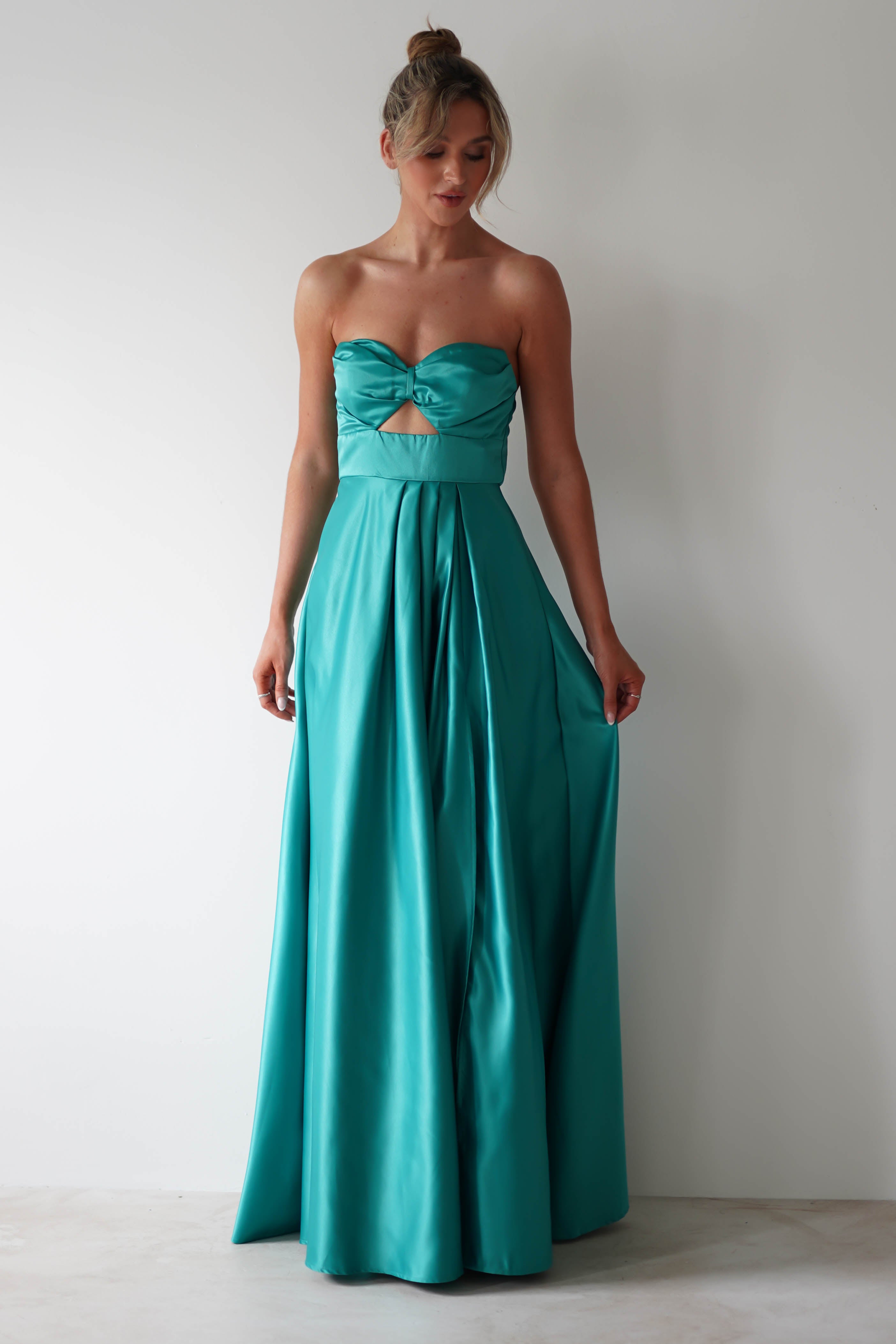 Ava Strapless Maxi Dress | Green
