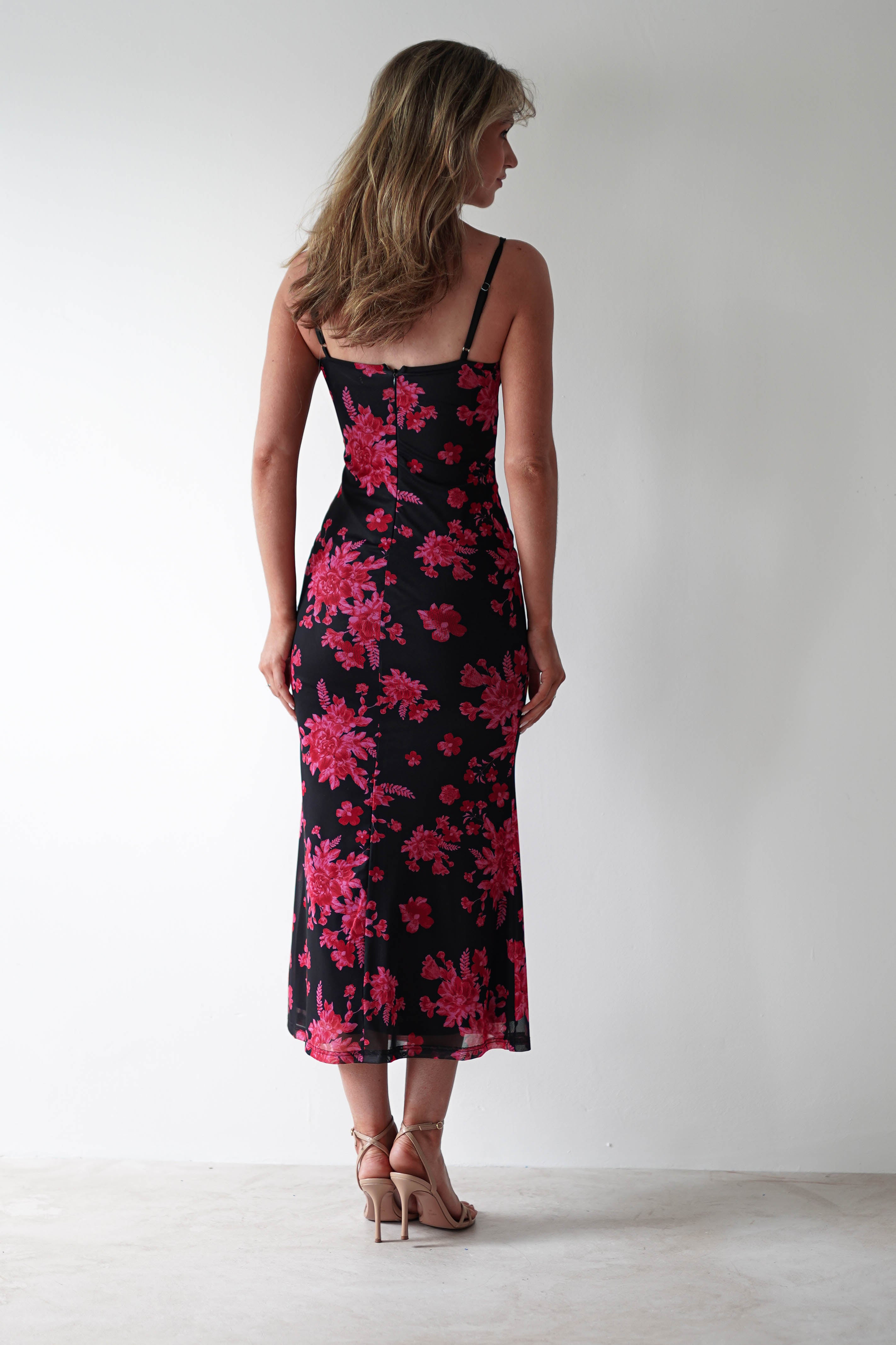 Francesca Bodycon Maxi Dress | Black Print
