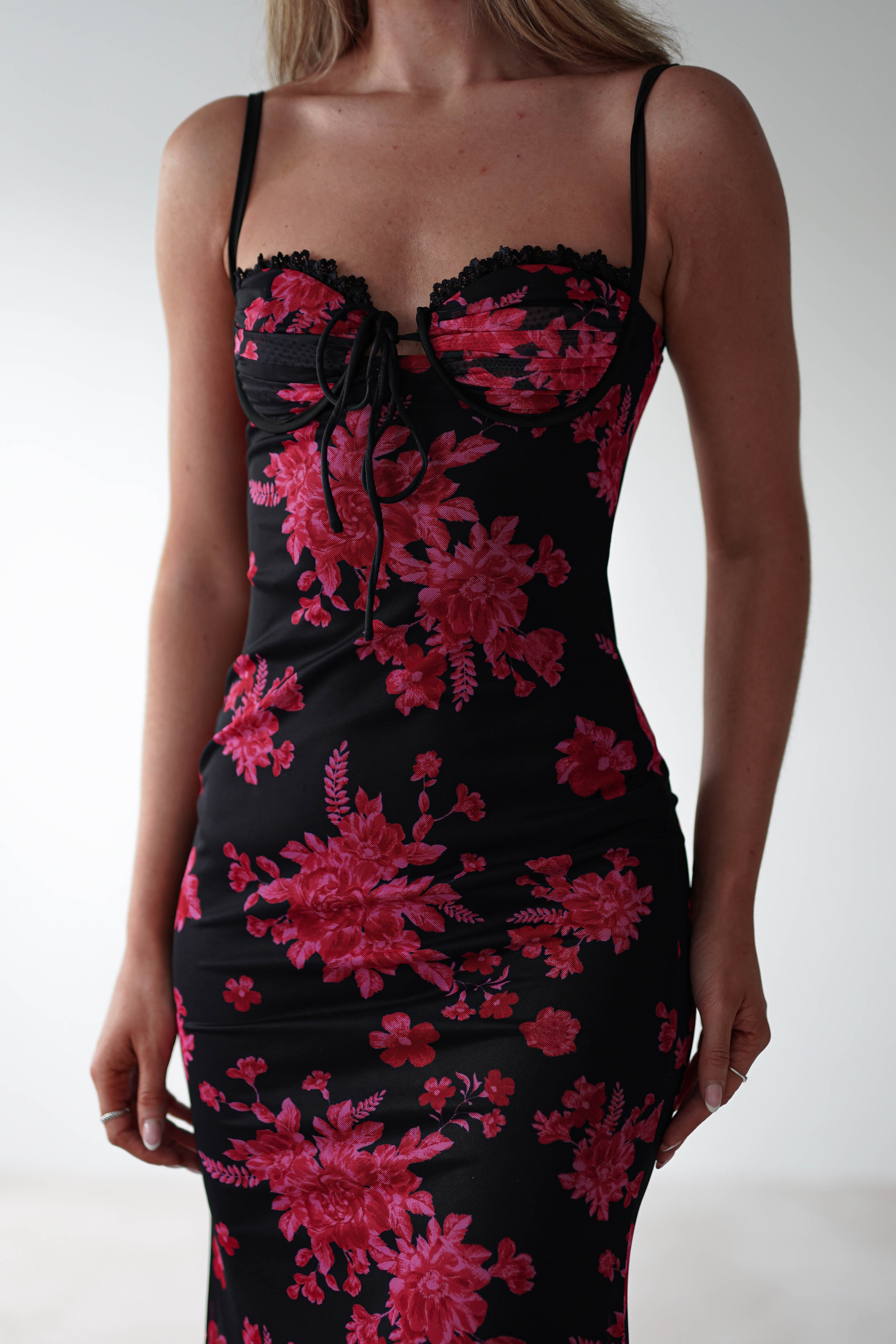 Francesca Bodycon Maxi Dress | Black Print
